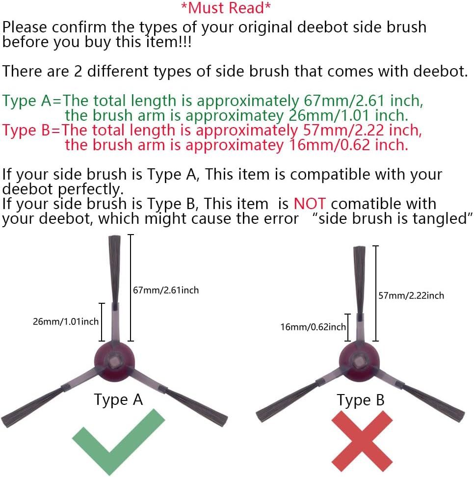 Side Brush Compatible with Ecovacs Deebot OZMO 920, 950, T8 AIVI, T9+, N8 Pro, X1, T10 Omni, T10 Plus, N10 Plus, T20 Omni, Robot Vacuums, 8-Pack - Image 2