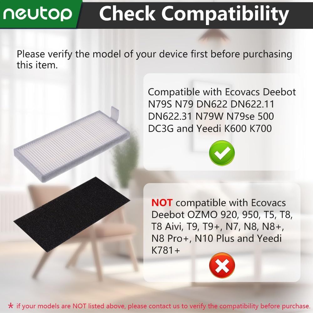 Replacement ilters Compatible with Ecovacs Deebot N79S N79 DN622 DN622.11 DN622.31 N79W N79se Deebot 500 DC3G and Yeedi K600 K700, Robot Vacuums, 9-Pack. - Image 3