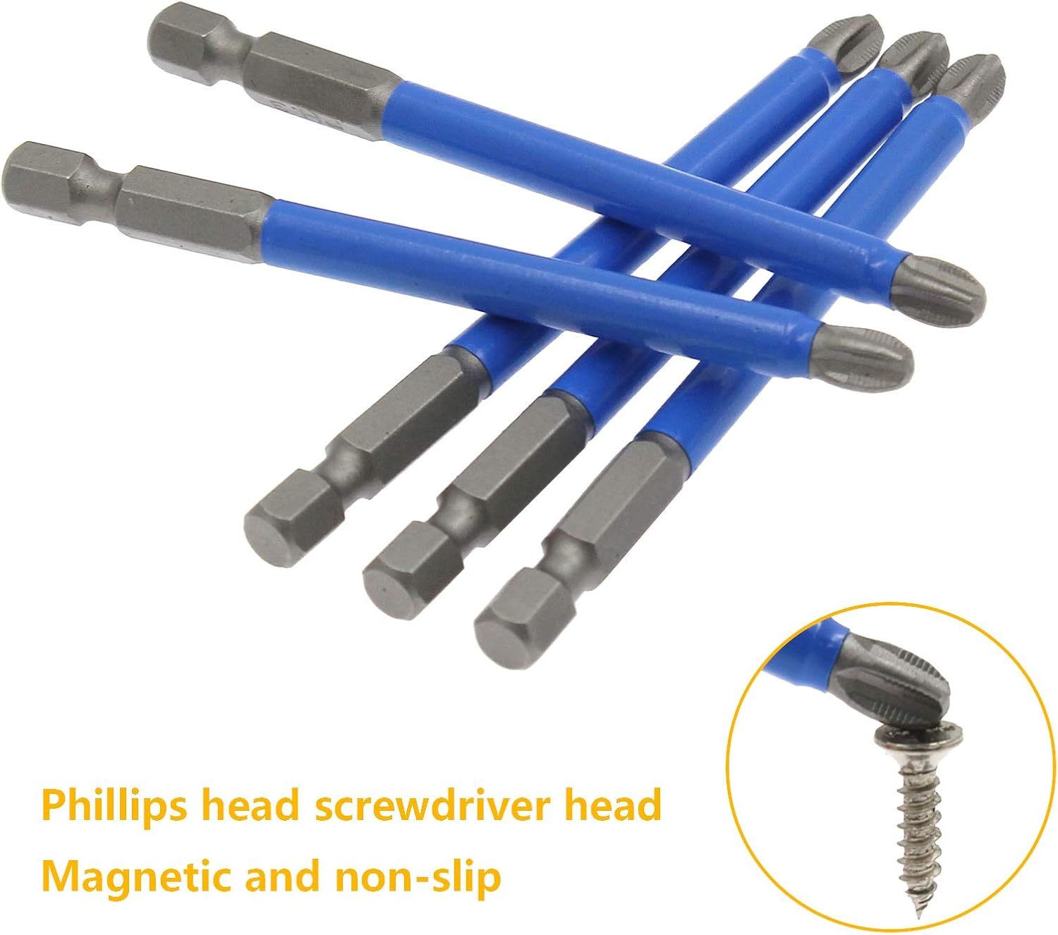 Biaungdo 10Pcs Magnetic PH3 Phillips Bits Set 3.5 inch Long Anti Slip #3 Bit (PH3 x 90MM) - Image 4