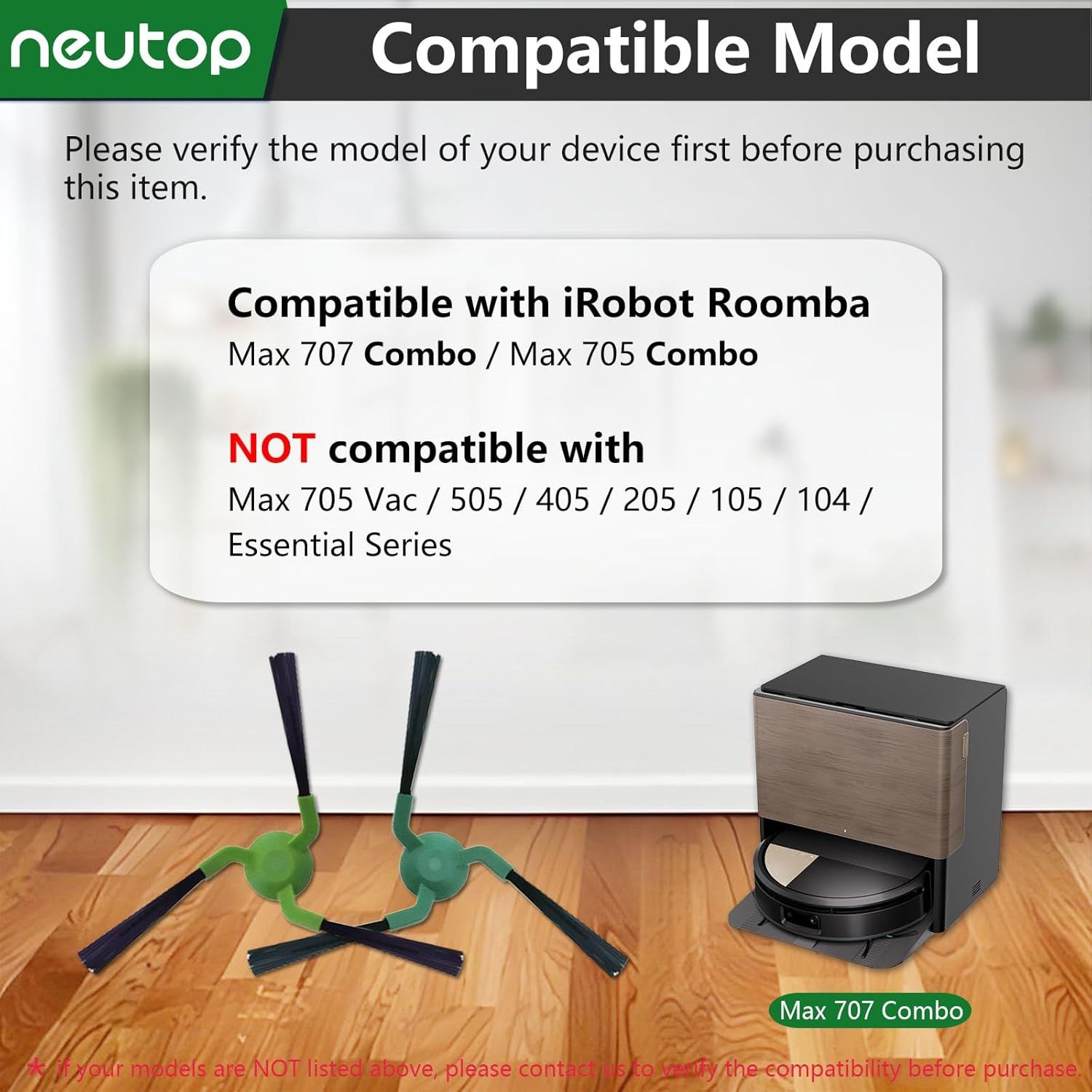 Edge-Sweeping Brush Side Brush Compatible with iRobot Roomba Max 707 Combo/Max 705 Combo, Robot Vacuums, 10-Pack - Image 2