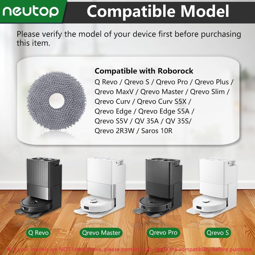 Replacement Mopping Pads Compatible with  Q Revo, Qrevo MaxV/S/Pro/Master/Slim/Edge/Curv/S5V/2R3W, QV 35A, QV 35S, Saros 10R Robot Vacuums Parts Accessories, 4-Pack. - Image 2