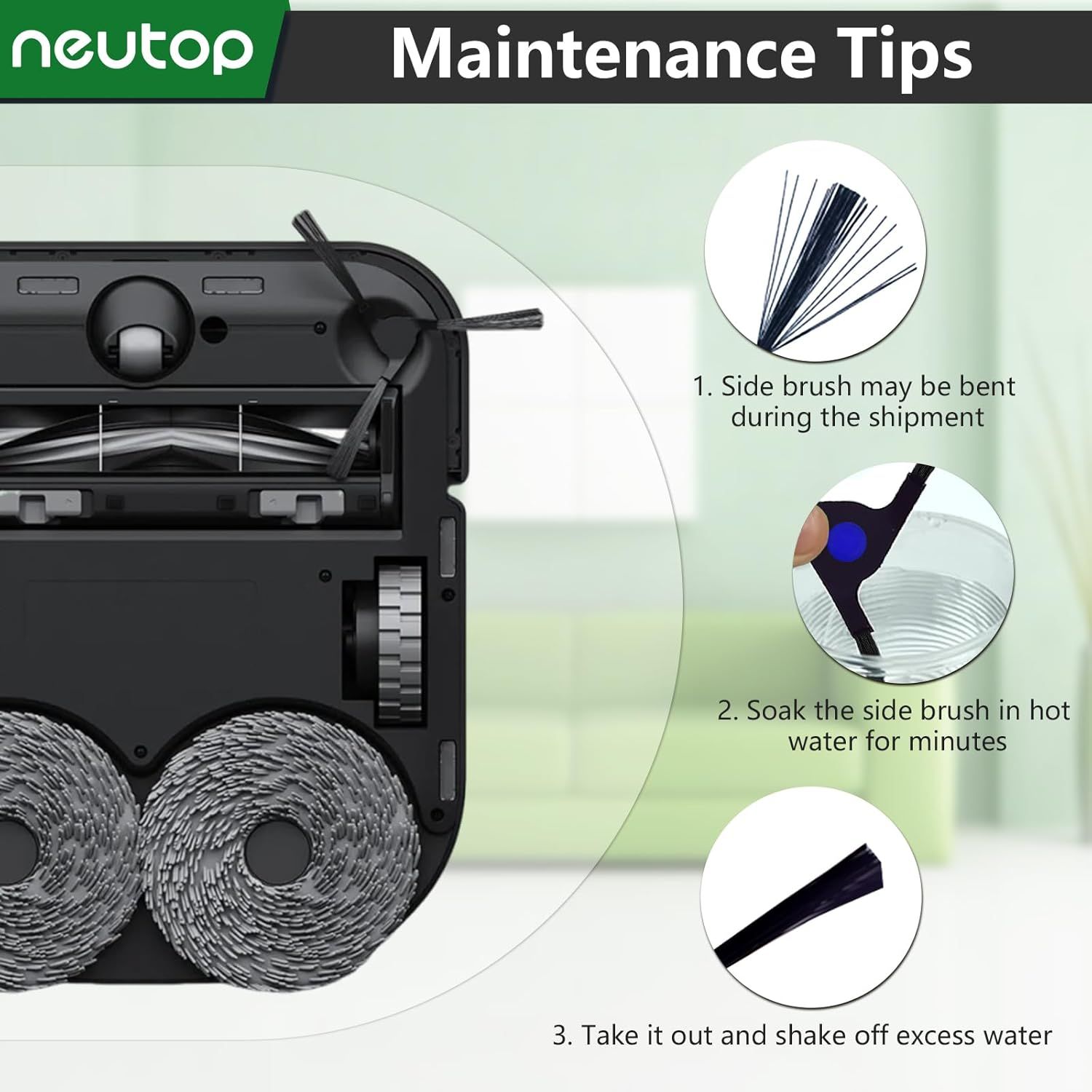 Replacement Side Brushes Compatible with Ecovacs Deebot X2 Omni / X2 Combo / X2 Pro, Robot Vacuum Cleaners Spare Parts Accessories, 9-Pack. - Image 5