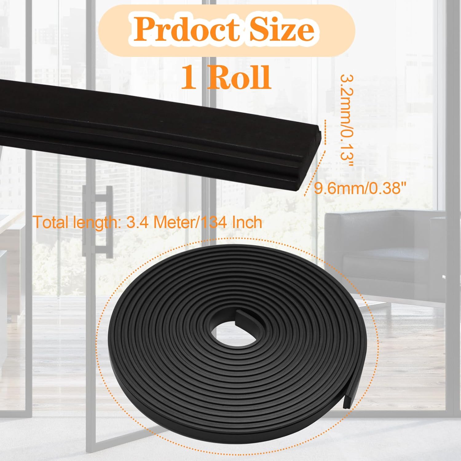 Biaungdo 134 Inch Flexible Shower Door Magnetic Strip, 1 Roll Insert Shower Door Replacement Seal Strip Waterproof Long Shower Door Strip for Framed Semi Framed Swinging Glass Shower Doors, Black - Image 2