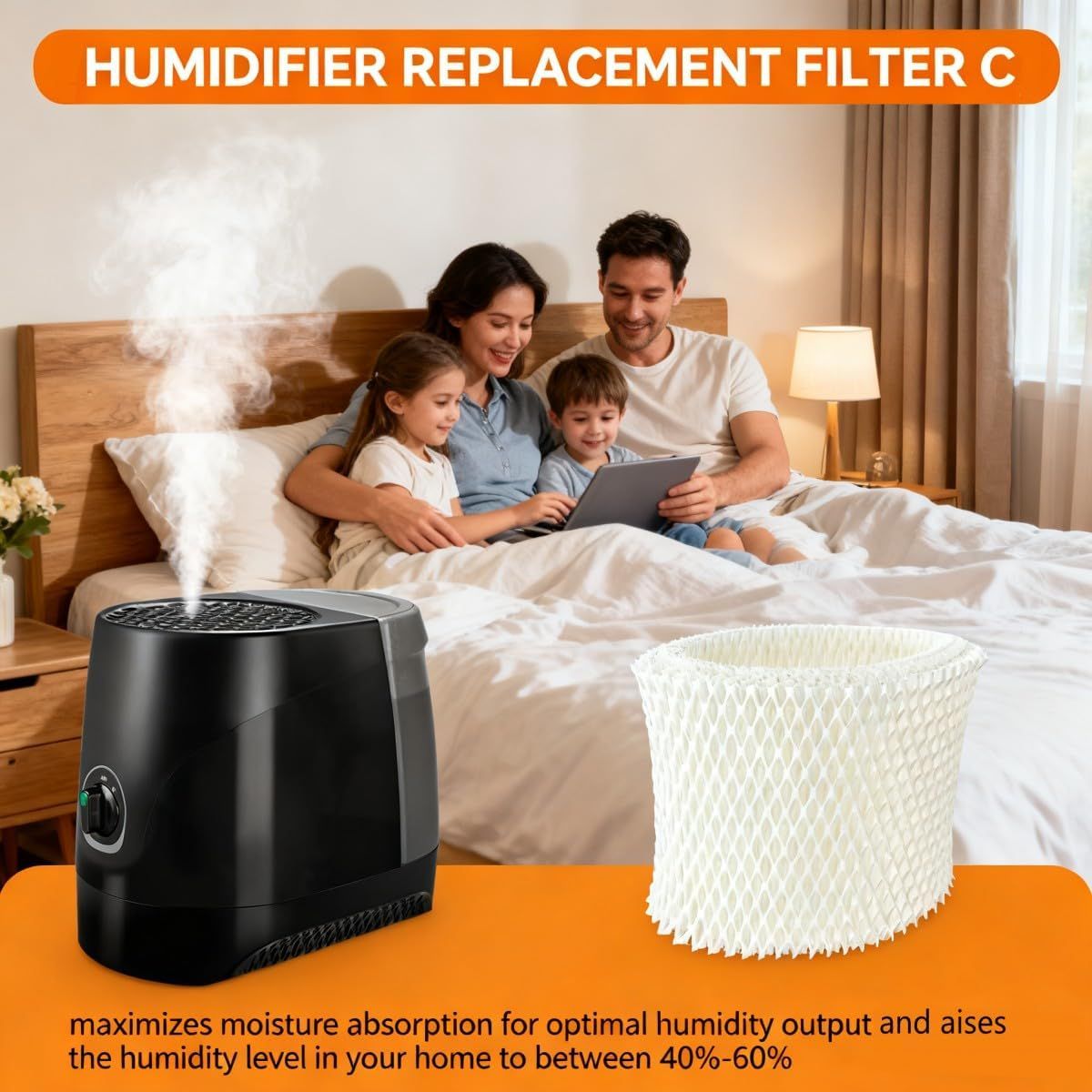 Humidiier ilter C Compatible with Honeywell HC-888N, HC-888, Wicking ilters Replacement Pack o 2 - Image 4