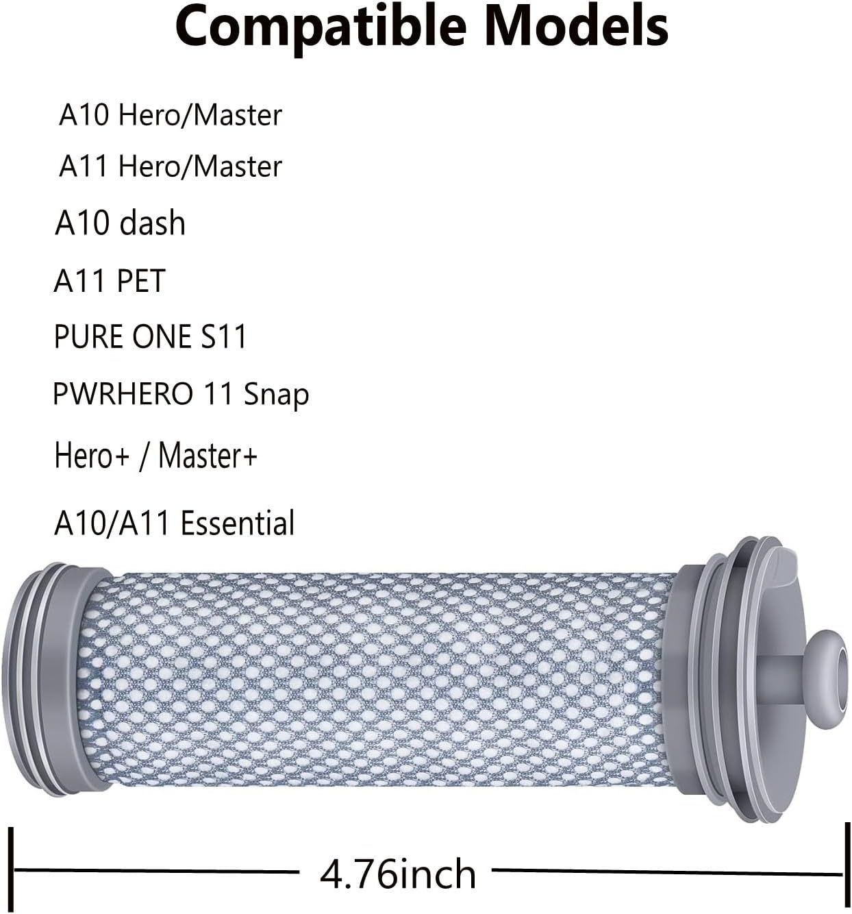 A10 A11 ilter Replacement or Tineco A10/A11 Hero, A10/A11 Master PURE ONE S11, PWRHERO11 Snap Cordless Vacuum Cleaner, Improve Suction/Washable/Reusable ilter Perect or Pet Hair, Dirt, Dust - Image 2