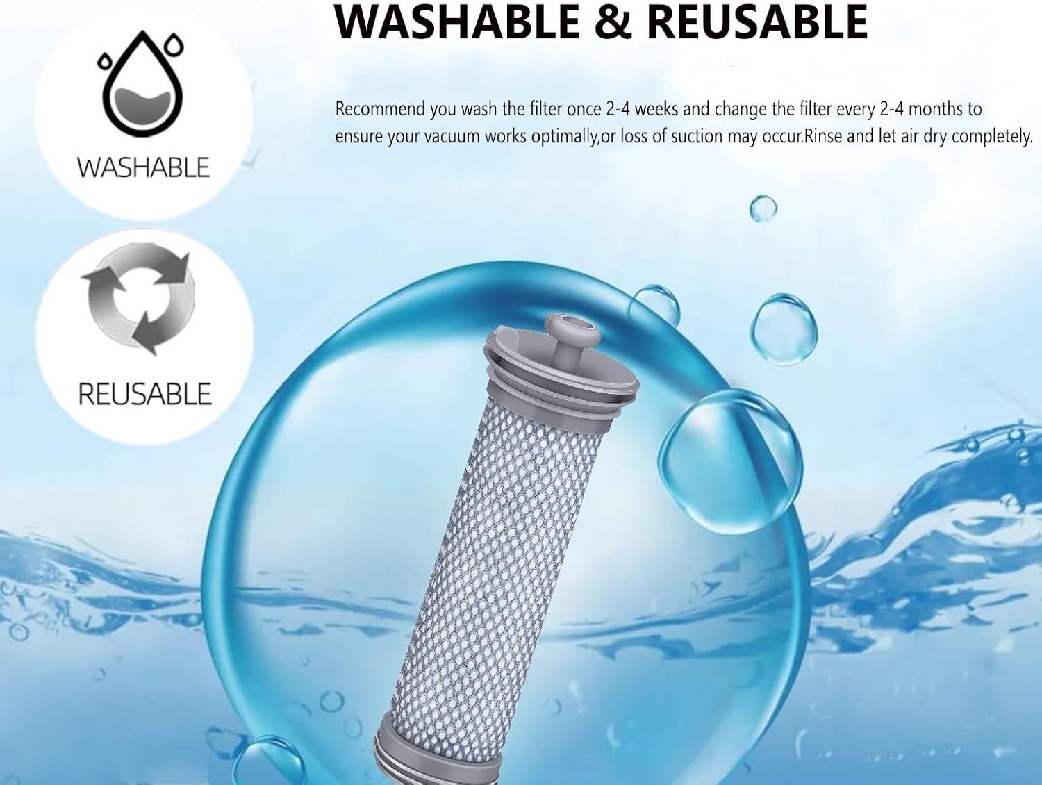 A10 A11 ilter Replacement or Tineco A10/A11 Hero, A10/A11 Master PURE ONE S11, PWRHERO11 Snap Cordless Vacuum Cleaner, Improve Suction/Washable/Reusable ilter Perect or Pet Hair, Dirt, Dust - Image 4