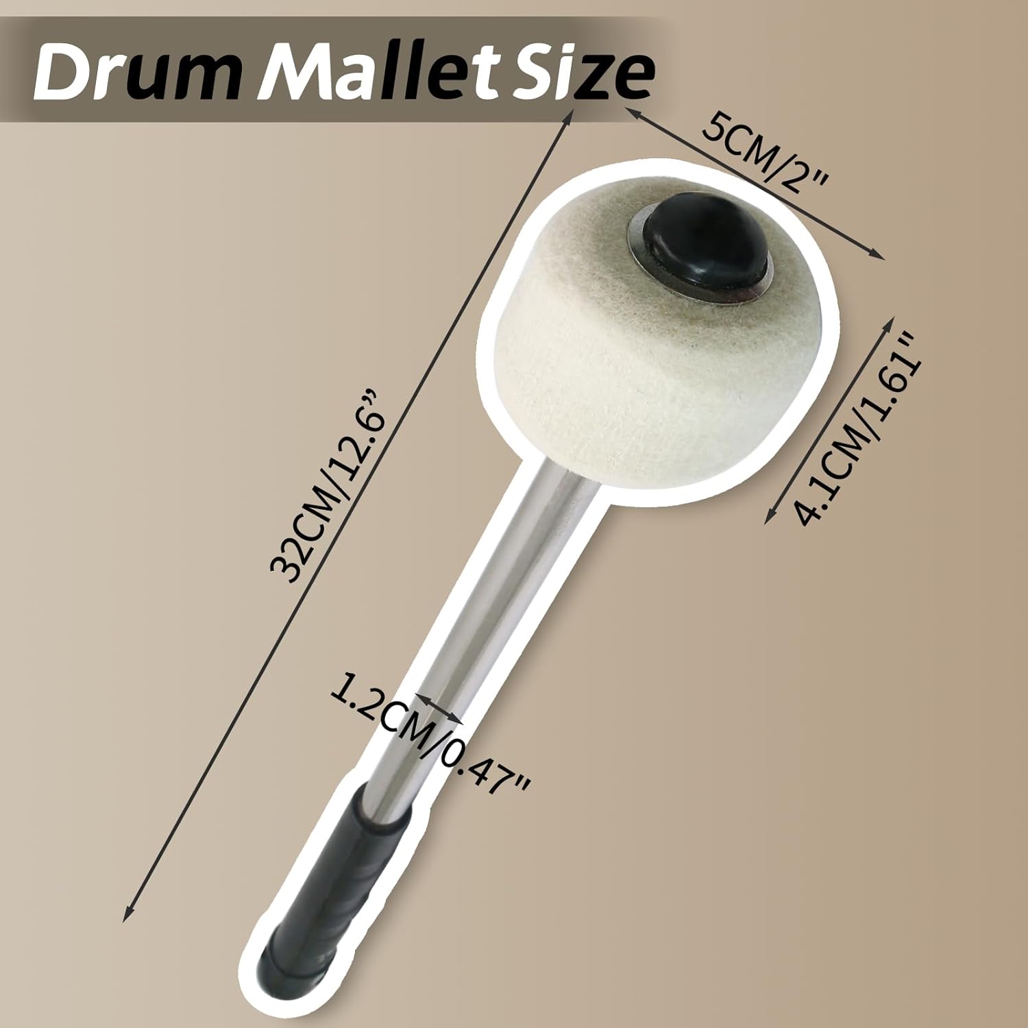 Biaungdo 2 Pack Drum Mallet, 32cm/12.6