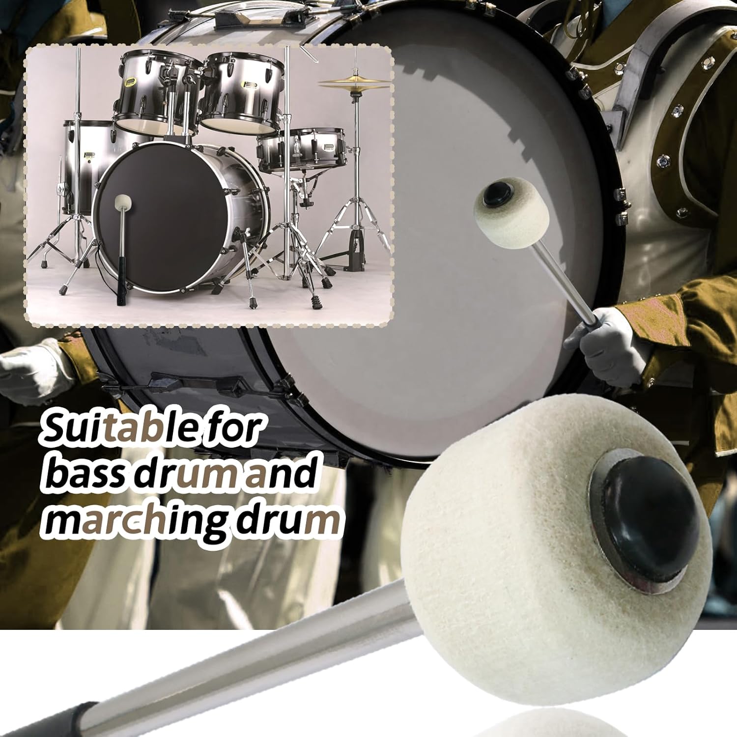 Biaungdo 2 Pack Drum Mallet, 32cm/12.6