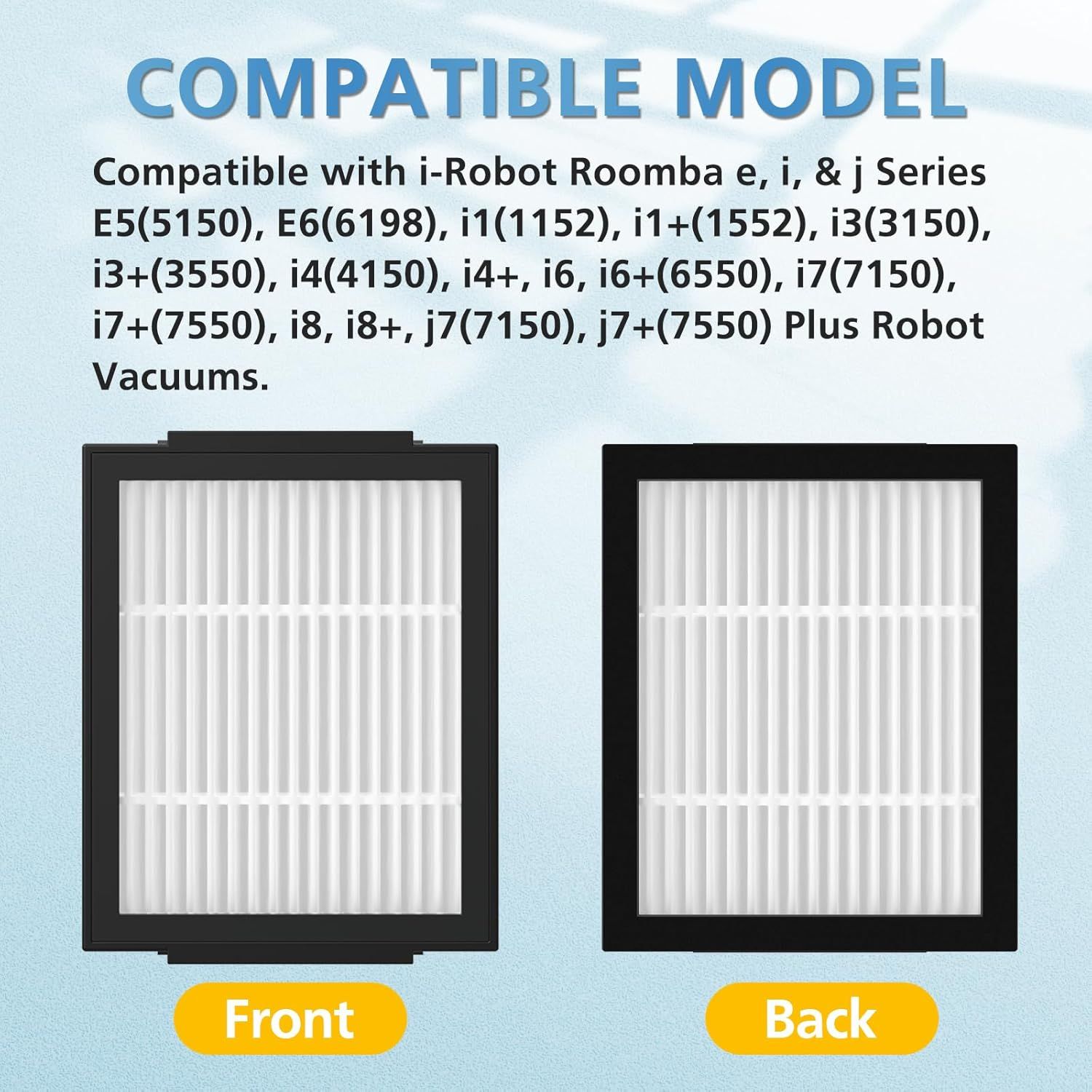 ilter Replacement or iRobot Roomba e, i and j Series i7 i7+/plus i3 i3+ E5 E6 E7 i4 i6 i6+ i8 i8+ Robot Vacuum Cleaners parts, 9 Pack High Eiciency 4639161 ilters - Image 2