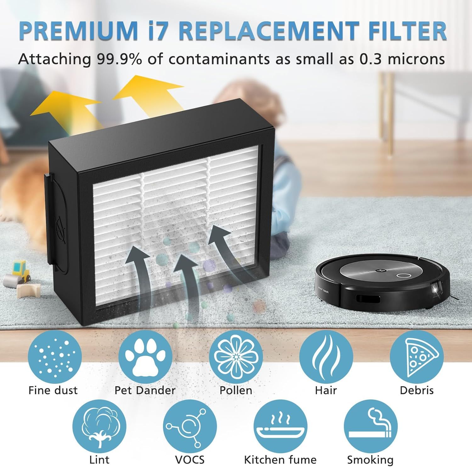 ilter Replacement or iRobot Roomba e, i and j Series i7 i7+/plus i3 i3+ E5 E6 E7 i4 i6 i6+ i8 i8+ Robot Vacuum Cleaners parts, 9 Pack High Eiciency 4639161 ilters - Image 3