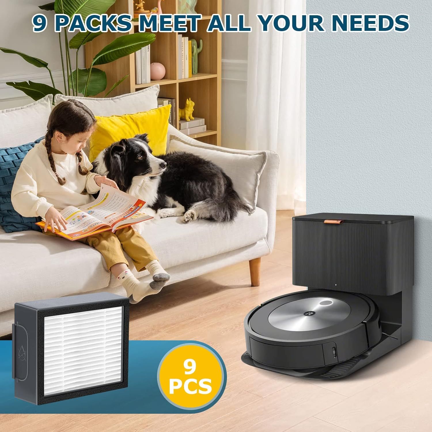 ilter Replacement or iRobot Roomba e, i and j Series i7 i7+/plus i3 i3+ E5 E6 E7 i4 i6 i6+ i8 i8+ Robot Vacuum Cleaners parts, 9 Pack High Eiciency 4639161 ilters - Image 6
