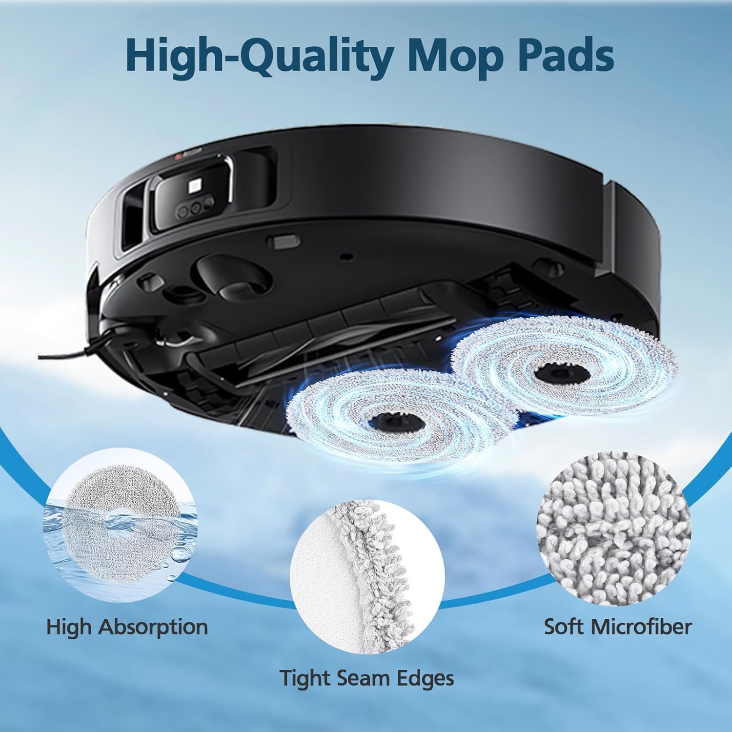 6-Pack Mop Pads or Dreame L40 Ultra/X40 Ultra/X50 Ultra/L50 Ultra/L10S Ultra/ L10s Pro Ultra Heat/L10S Ultra Gen2/L40S Ultra/X30 Ultra/L10 Ultra Robot Vacuum, Washable Microiber Replacement Pads - Image 3