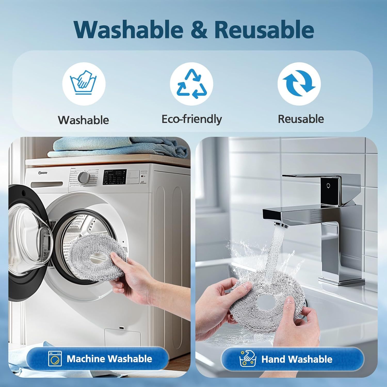 6-Pack Mop Pads or Dreame L40 Ultra/X40 Ultra/X50 Ultra/L50 Ultra/L10S Ultra/ L10s Pro Ultra Heat/L10S Ultra Gen2/L40S Ultra/X30 Ultra/L10 Ultra Robot Vacuum, Washable Microiber Replacement Pads - Image 6