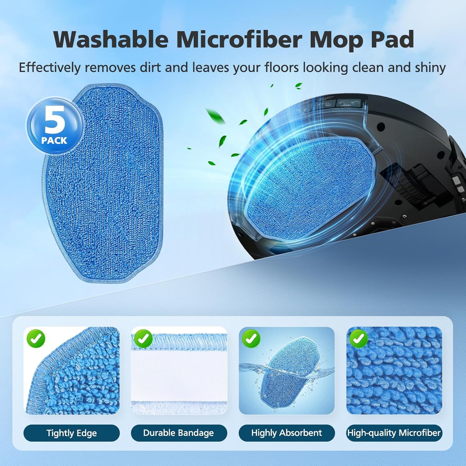 Replacement Parts or XIEBro Lie BR151, or ZCWA BR151, or MANVN BR151, or Kilgone G20, or MAMNV BR151, or MANVINS G20, or ZC WAS BR151, or iMartine BR151, 6 ilters, 5 Mop Pads, 10 Side Brush - Image 5