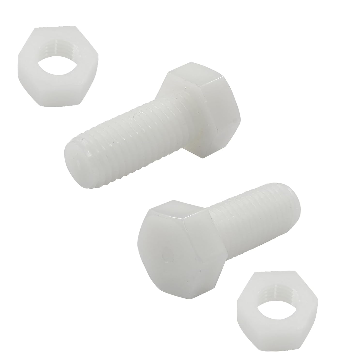 Biaungdo 20 Pair M12 x 30mm Nylon Hex Bolts, White Plastic Hex Bolts Full Thread Hex Head Screws and Nuts Set - Image 1