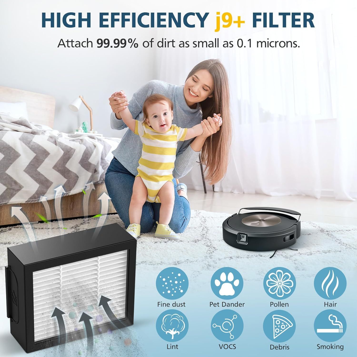 Combo 10 Max/ j9+/ j7+ HEPA ilters ONLY Compatible With i-Robot Roomba Combo 10 Max, Combo j9+, Combo j7+ Robot Vacuum (𝗡𝗼𝘁 𝗙𝗶𝘁 𝗳𝗼𝗿𝗥𝗼𝗼𝗺𝗯𝗮 j7/ j7+/ j9/ j9+) - Image 6