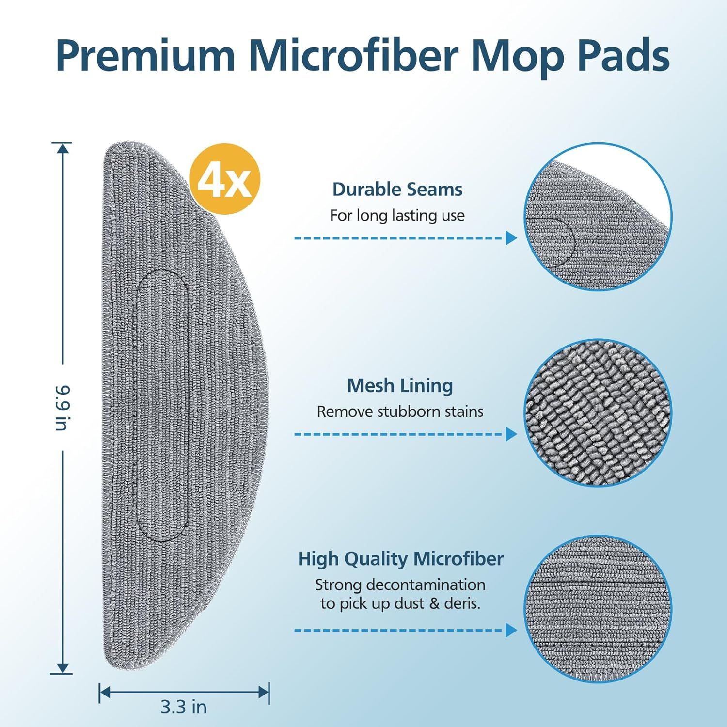 4 Pack Replacement Mop Pad Compatible with iRobot Roomba Combo i5+/ i5/ j5+/ j5 Robot Vacuum and Mop, Washable & Reusable Microiber Cleaning Pads - Image 2