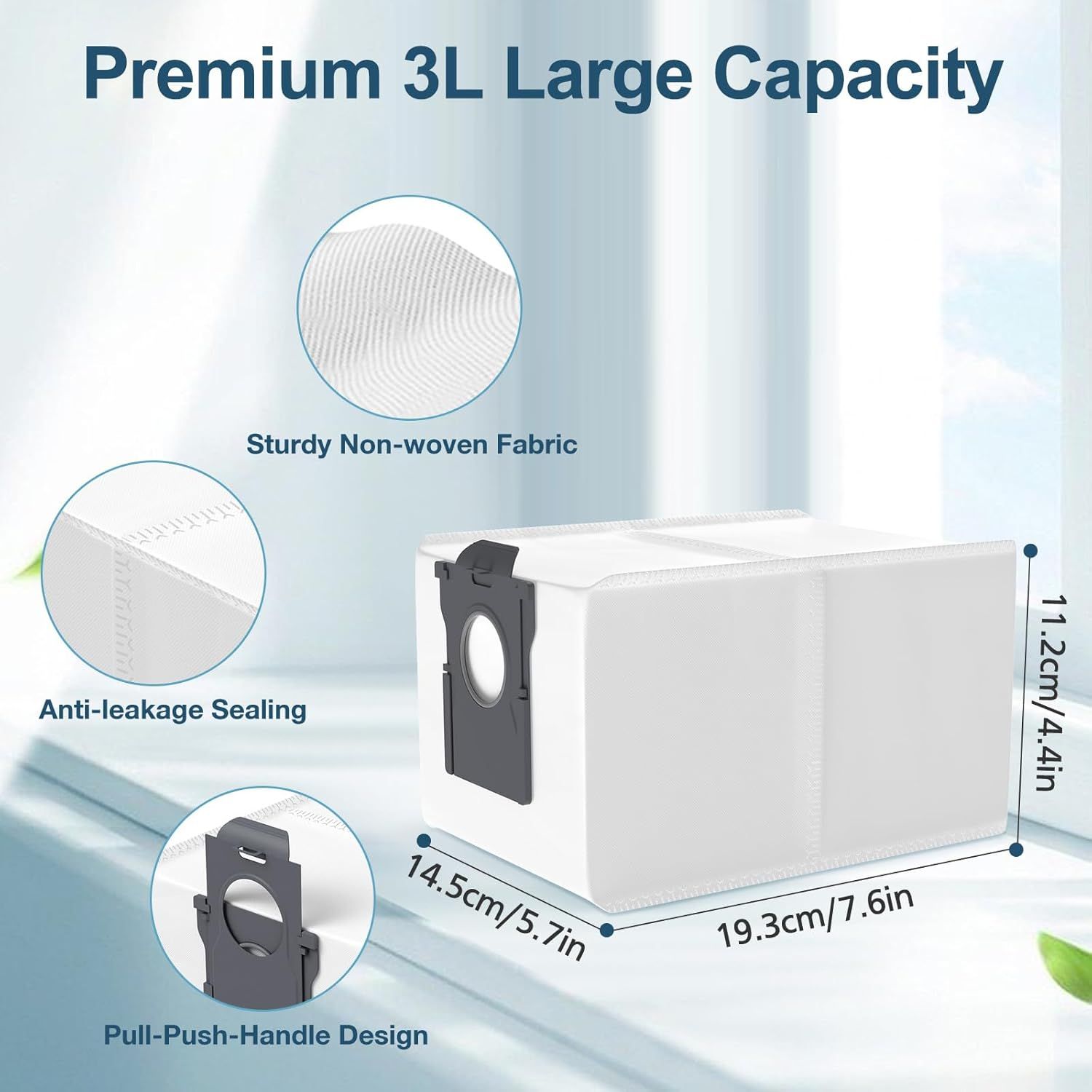 Dust Bags Compatible with dreame L40 Ultra/L10s Ultra Gen 2/X40 Ultra/L10s Pro Ultra/X50 Ultra/X30 Ultra Robot Vacuum Cleaner, 3L Large Capacity Vacuum Cleaner Dust Bag Accessories Parts - Image 2