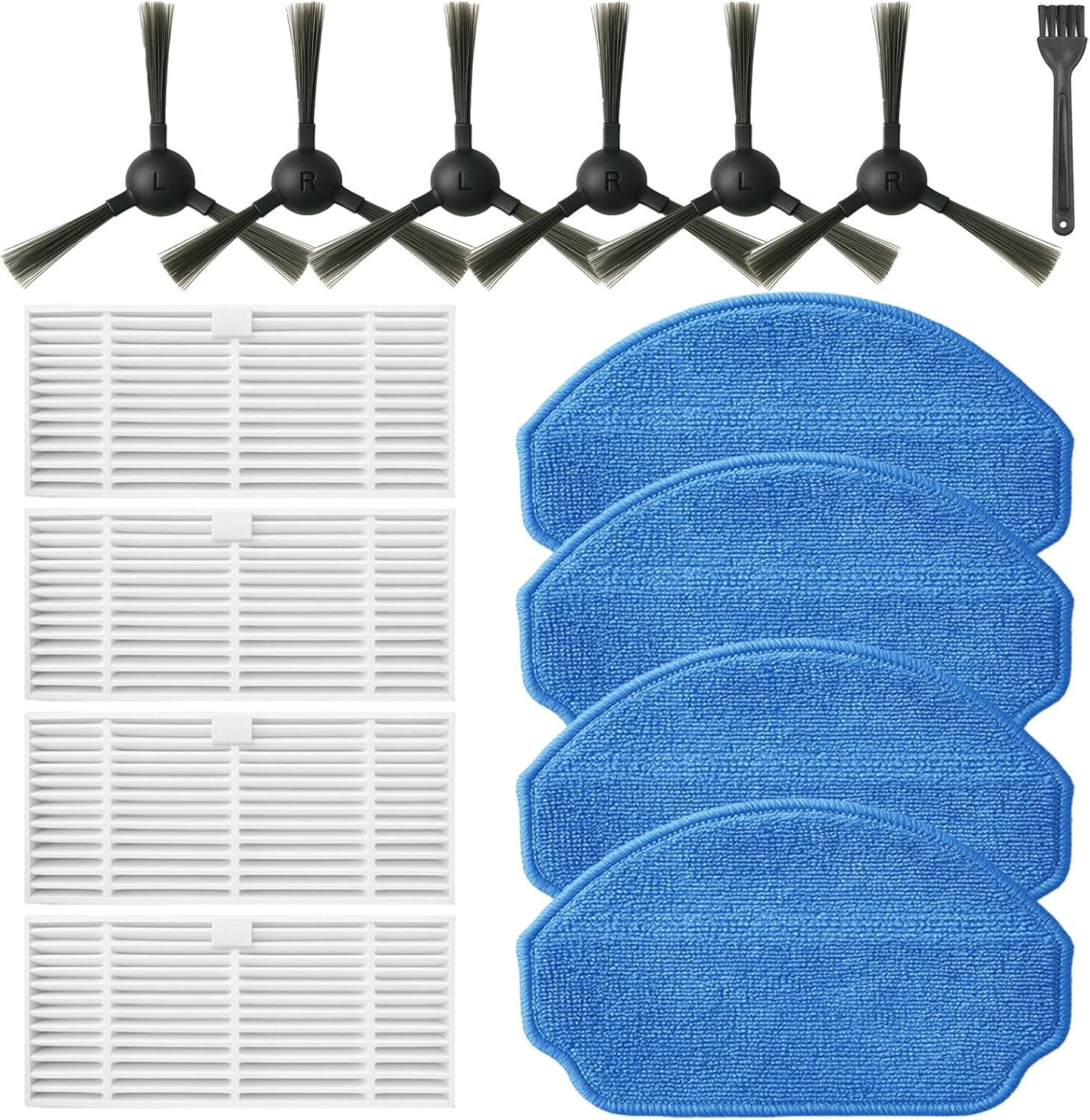 Replacement Parts or MAMNV BR151, or ZCWA BR151, or MANVINS G20, or Kilgone G20, or ONSON BR151, or MANVN BR151, or ZC WAS BR151, or iMartine BR151 Robot Vacuum,6 Side Brush,4 Mop Pad,4 ilter - Image 1