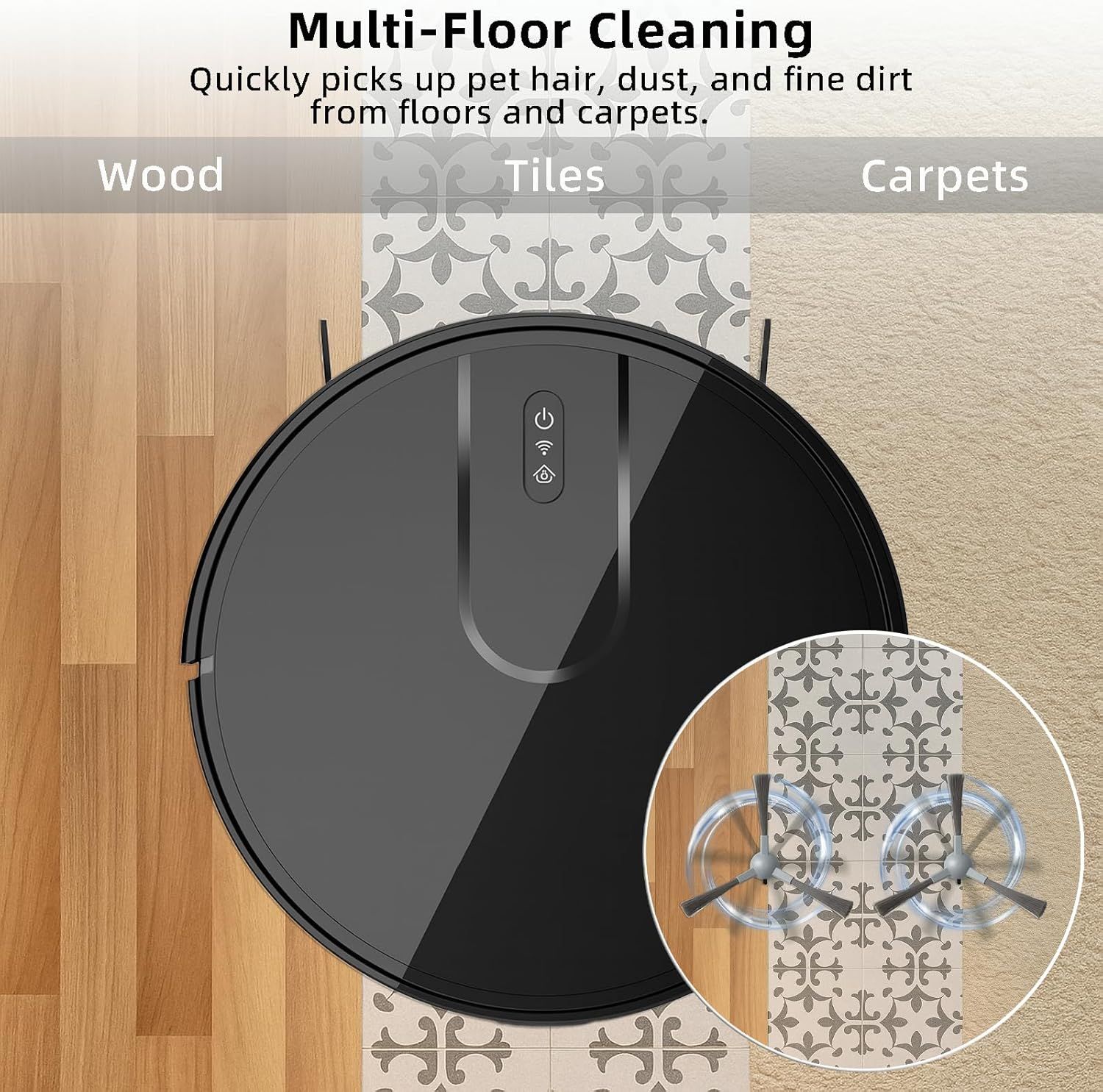 Accessories Kit or ROPVACNIC S1, or Tipdiy G90, or betboyles V75S, or VIPSUN Z1, or PrettyCare C2 Robot Vacuum Replacement Parts, 6 Side Brush, 3 HEPA ilter, 3 Mop Pad - Image 7