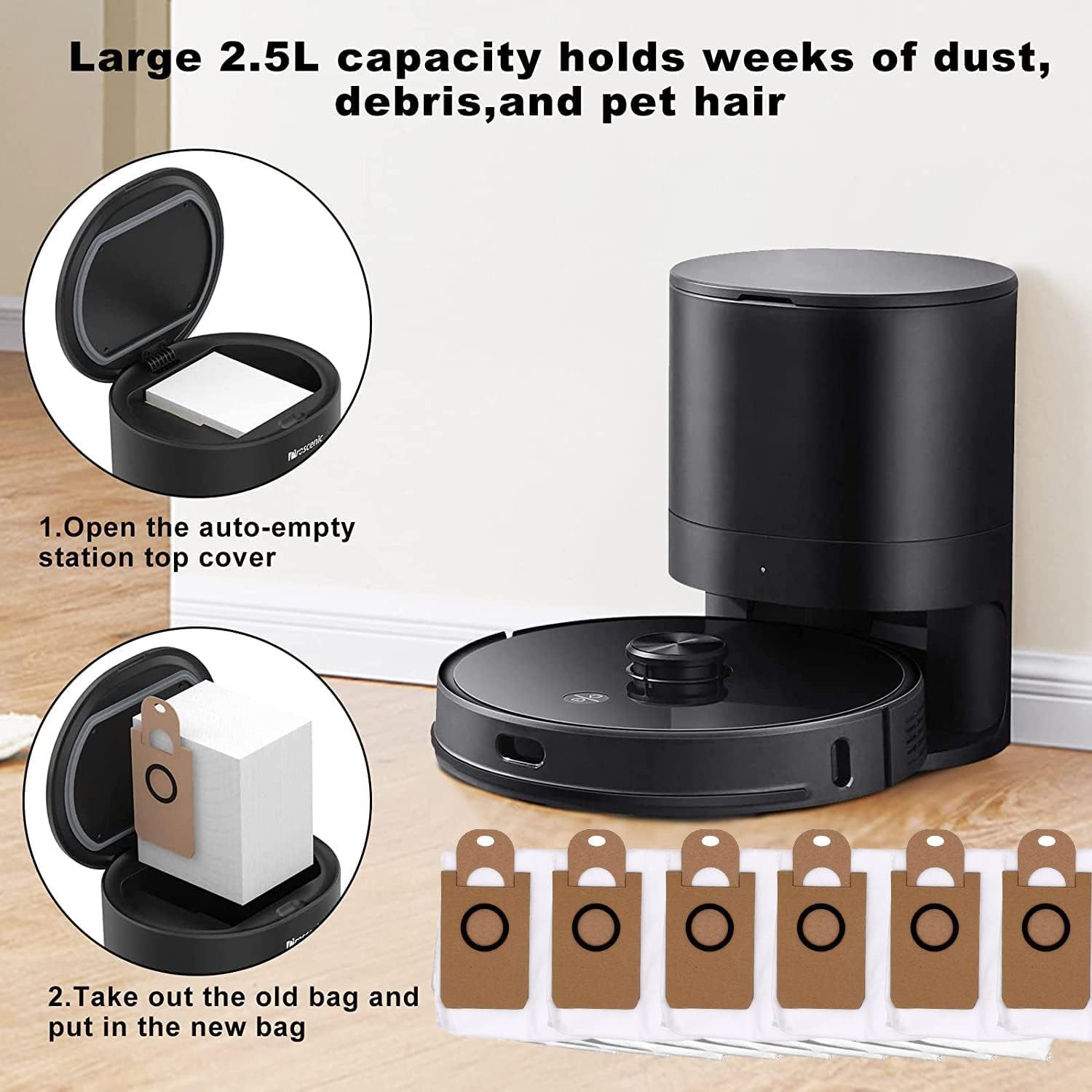 6 Pack Dust Bags or iHome AutoVac Nova Sel Empty Robot Vacuum Replacement Accessory Parts - Image 3