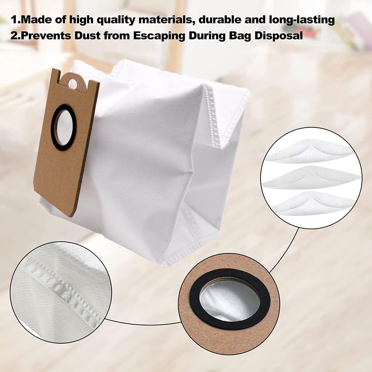 6 Pack Dust Bags or iHome AutoVac Nova Sel Empty Robot Vacuum Replacement Accessory Parts - Image 5