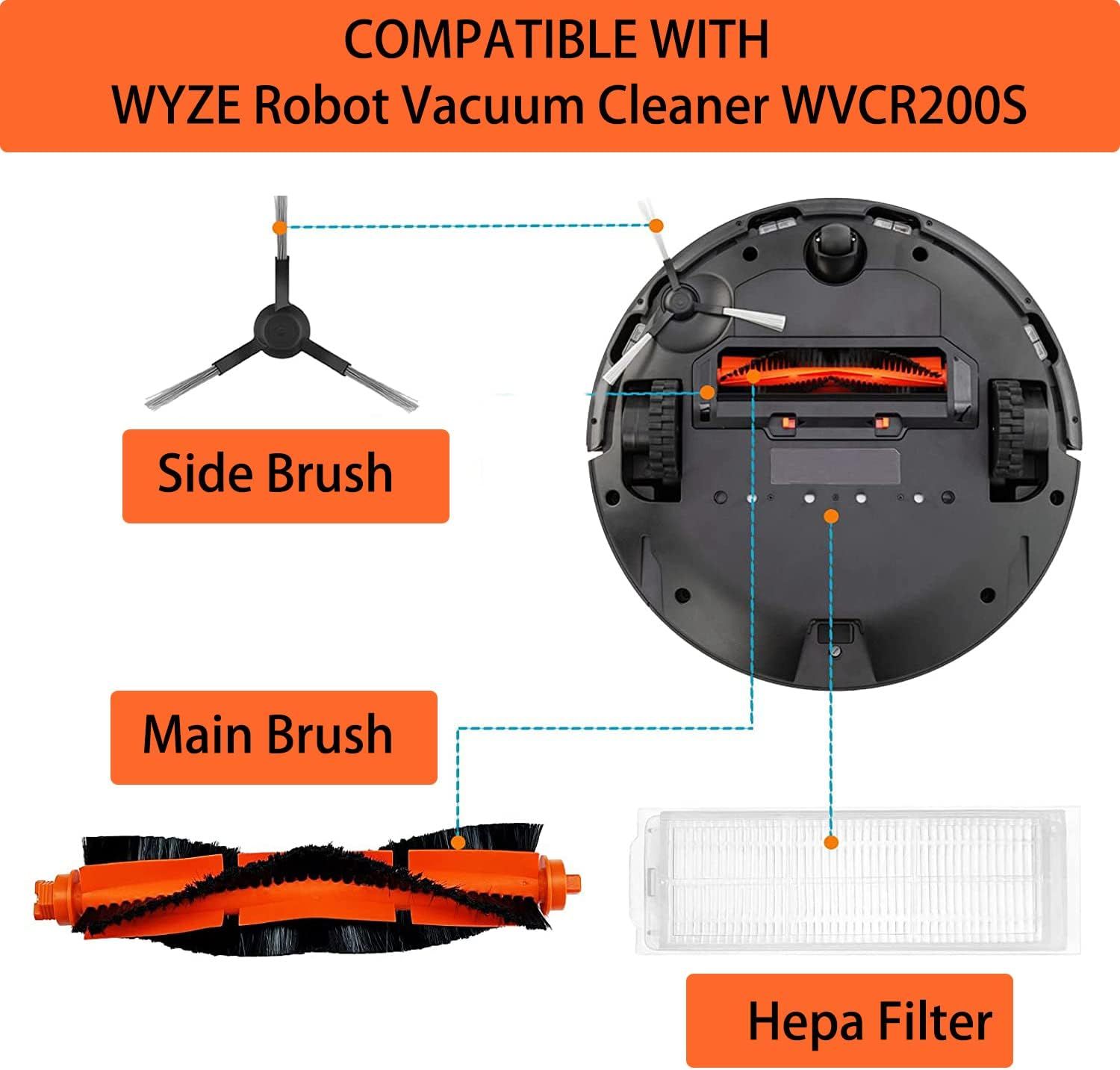 Replacement Spare Parts or WYZE Robot Vacuum Cleaner WVCR200S Accessories, 1 Main Roller Brush,4 Side Brushes, 2 Hepa ilters, 1 Cleaning Brush - Image 5