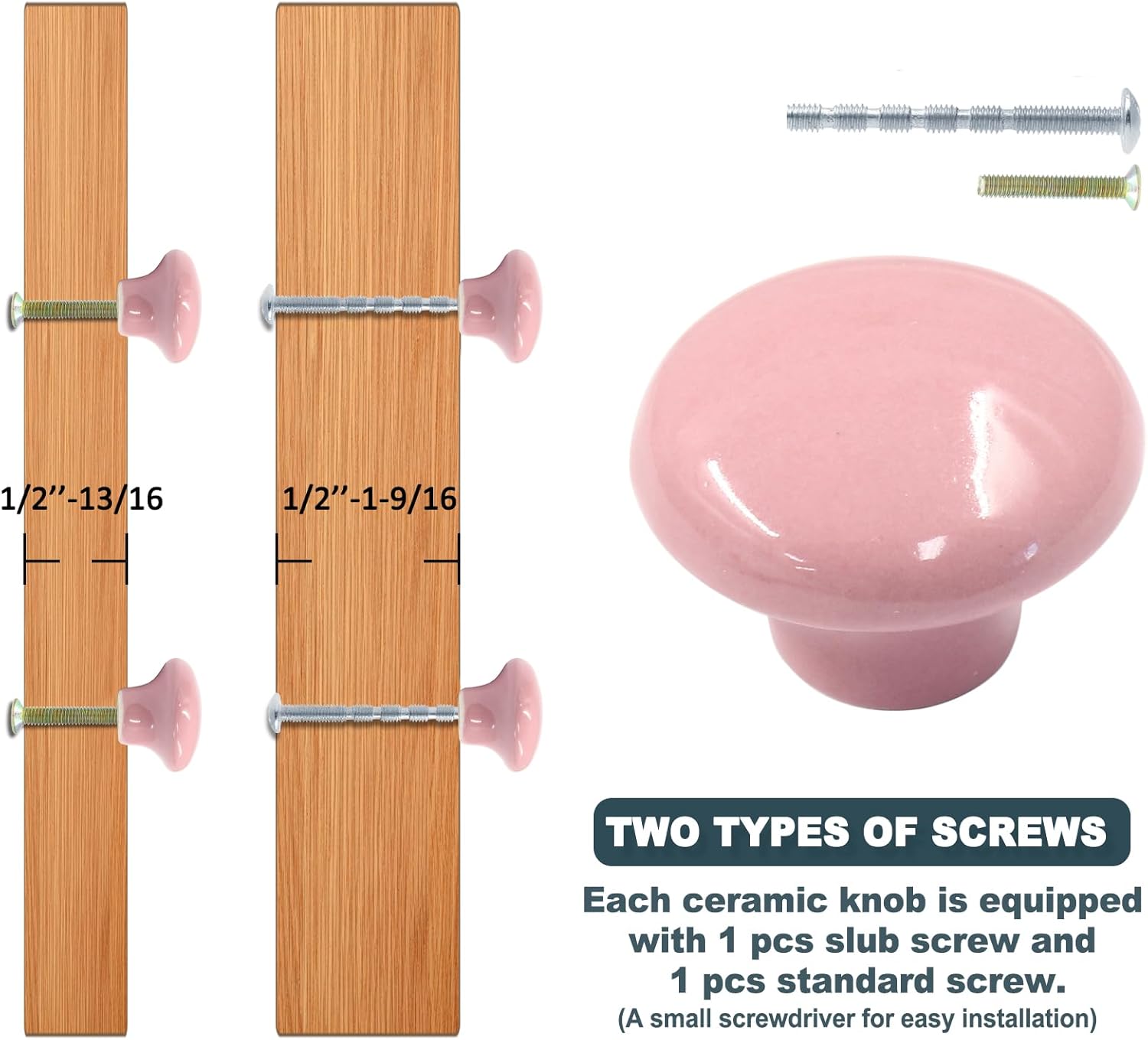 Biaungdo 10 Pack Ceramic Door Knobs, Retro Ceramic Dresser Knobs, Round Cabinet Knobs, Decorative Drawer Knobs Pulls for Cabinet, Closet, Drawer, Cupboard(Pink) - Image 3