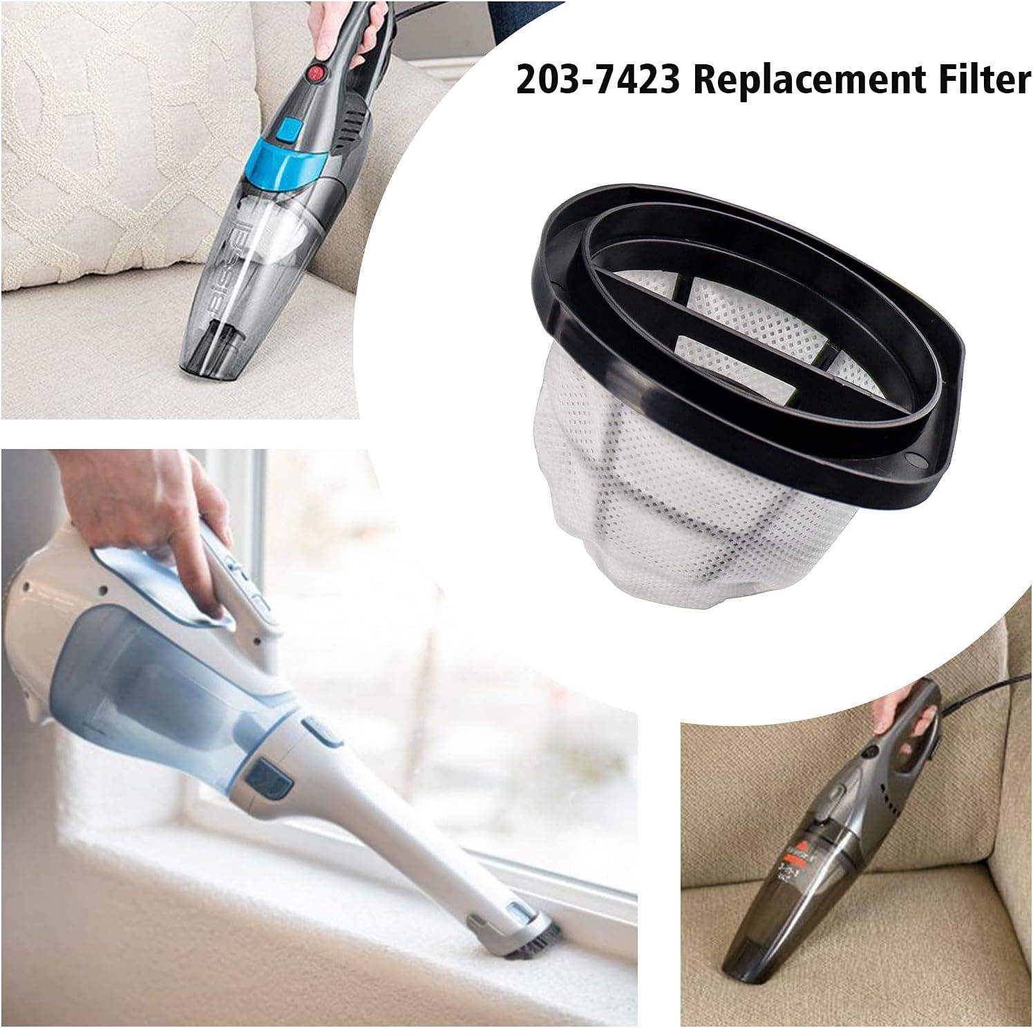 ilters Replacement or Bi-ssell 3-in-1 Stick Vacuum it or Bissell 38B1, 38B1L, 1059 Series Lightweight Stick Vacuum, Compare to Part # 203-7423, 2037423, 4 Pack - Image 7