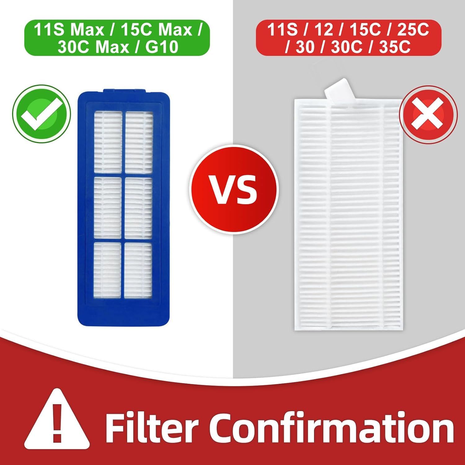Spare Accessories Compatible or euy 11S Max, 30C Max, 15C Max, Robotic Vacuum Replacements: 1 Roller Brush 6 Side Brushes 5 Unibody ilter 𝙉𝙊𝙏 𝙛𝙤𝙧 𝟏𝟏𝐒 or 𝗚𝟯𝟬 - Image 5