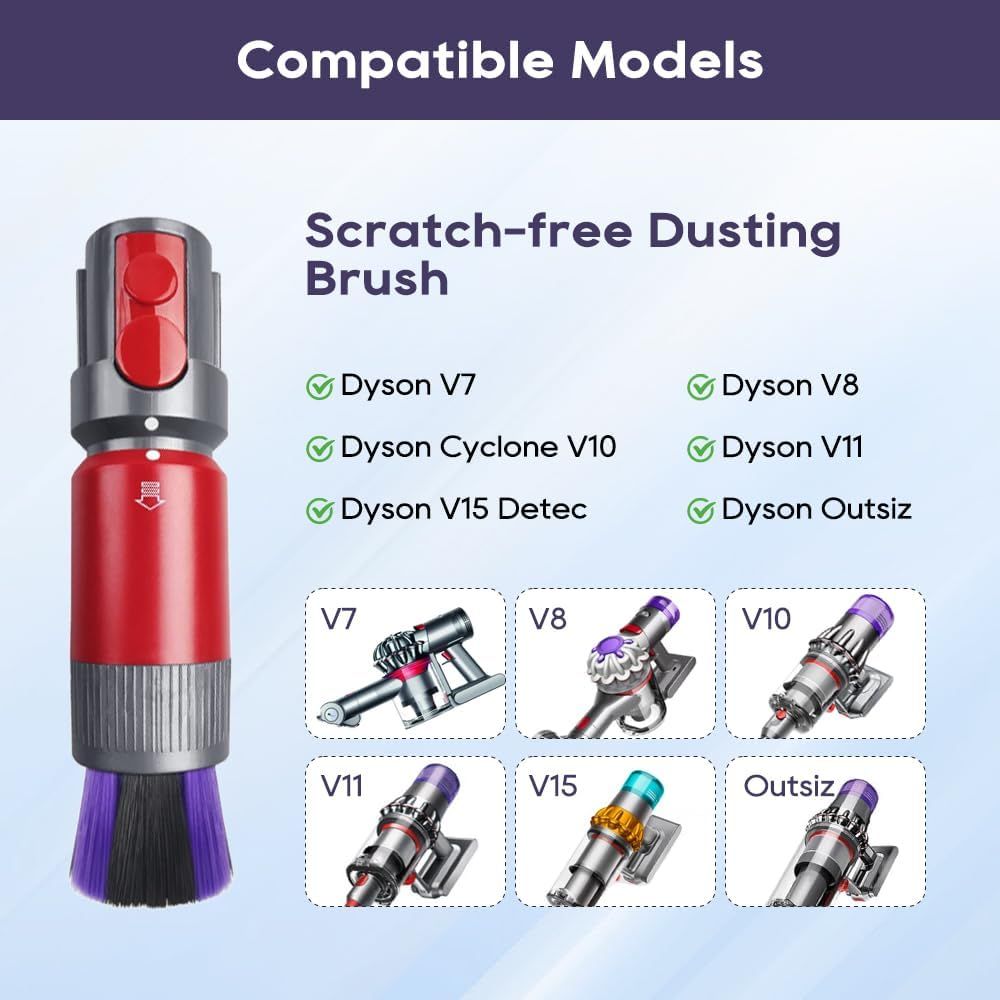 Traceless Scratch-ree Dusting Brush Compatible with Dyson V7 V8 V10 V11 V12 V15 Gen5 detect and Gen5 outsize Vacuum Cleaners, Handy Sel-cleaning Sot Bristles NOT or Digital Slim Series - Image 3