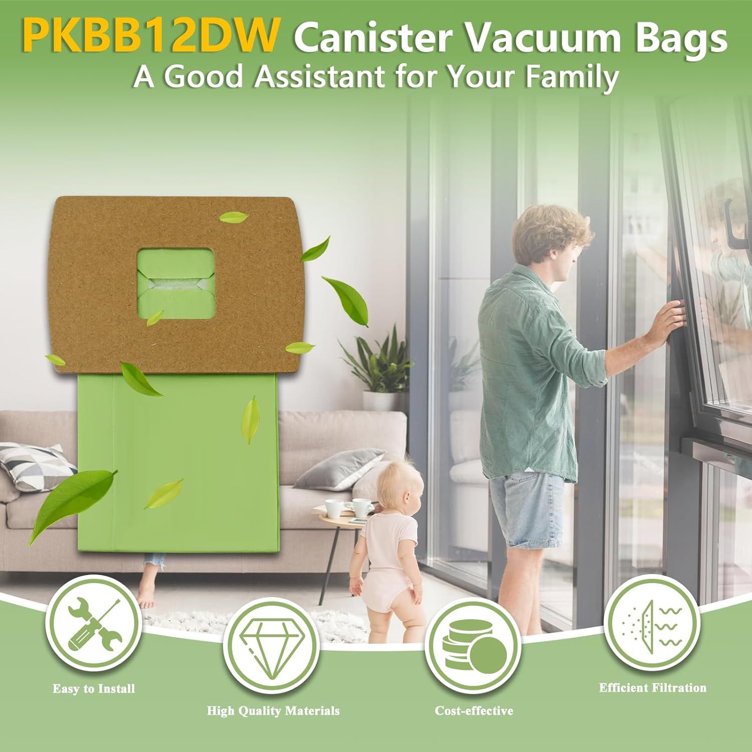 PKBB12DW Type BB Compact Canister Vacuum Bags Replacement or Oreck XL Buster B Canister Handheld Vacuum Cleaner BB180 BB280 BB850 BB870 BB900 BB1000 MV160 CC1600, 10 Pack - Image 3
