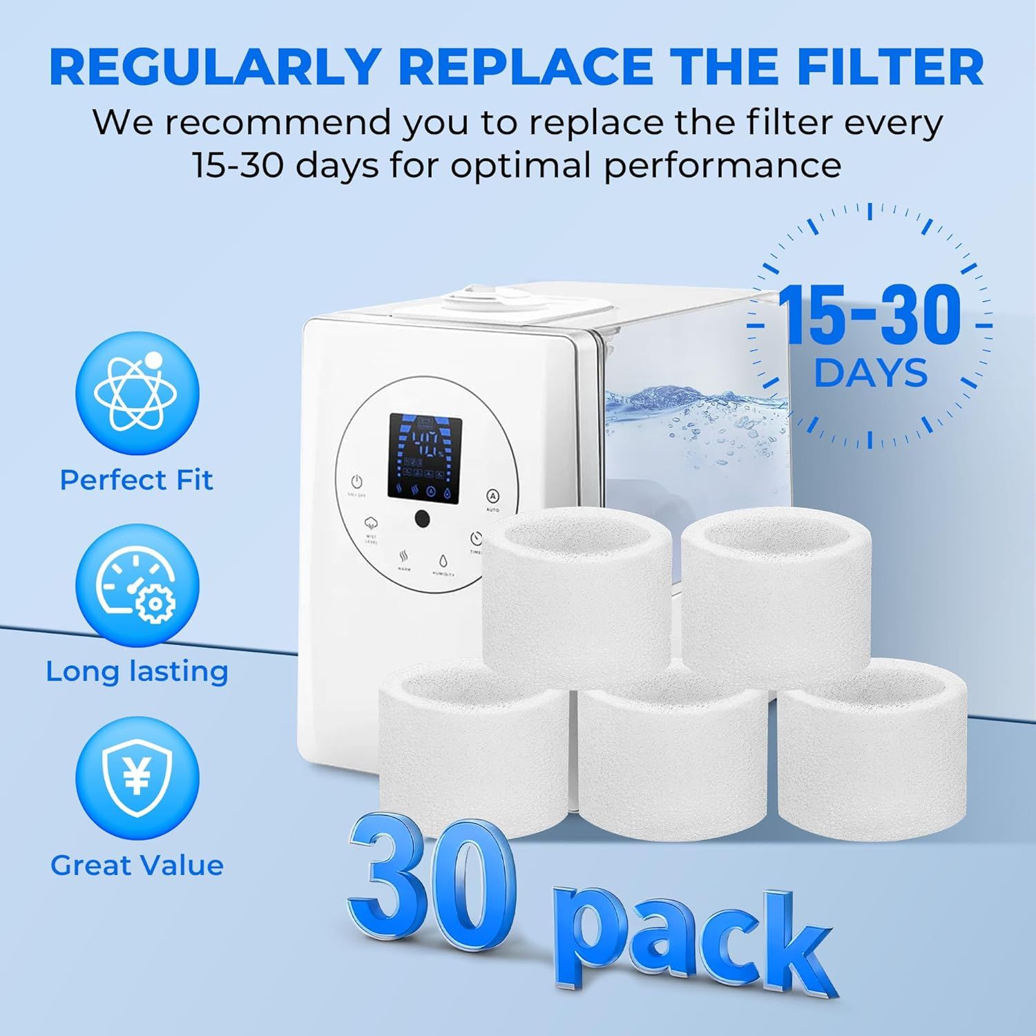 30-Pack Top ill Humidiier Replacement ilters or LEVOIT Classic160, Dual150, Dual200S, Classic300(S), LV600S, OasisMist 450S, Superior6000S Series Humidiiers by - Image 7
