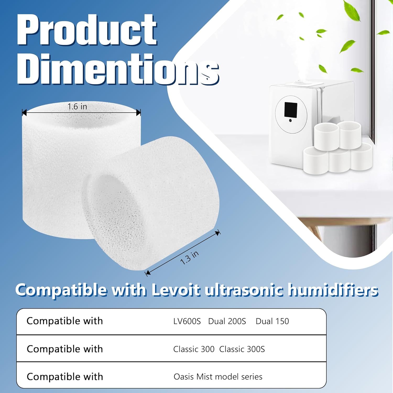 Top ill Humidiier Replacement ilters or LEVOIT Classic160, Dual150, Dual200S, Classic300(S), LV600S, OasisMist 450S, Superior6000S Series Humidiiers to Improve Humidiication, 20-Pack by - Image 2