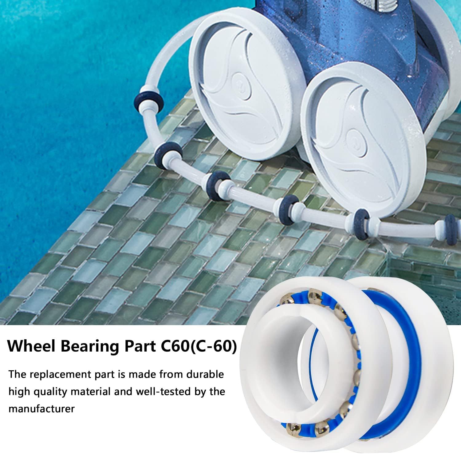 C60 C-60 Ball Bearing Replacement or Pool Cleaner Wheels, Perectly Compatible with Polaris Pressure Pool Cleaners 180 and 280, Smooth Rotation and Sturdy Materials, 10 Pack - Image 7
