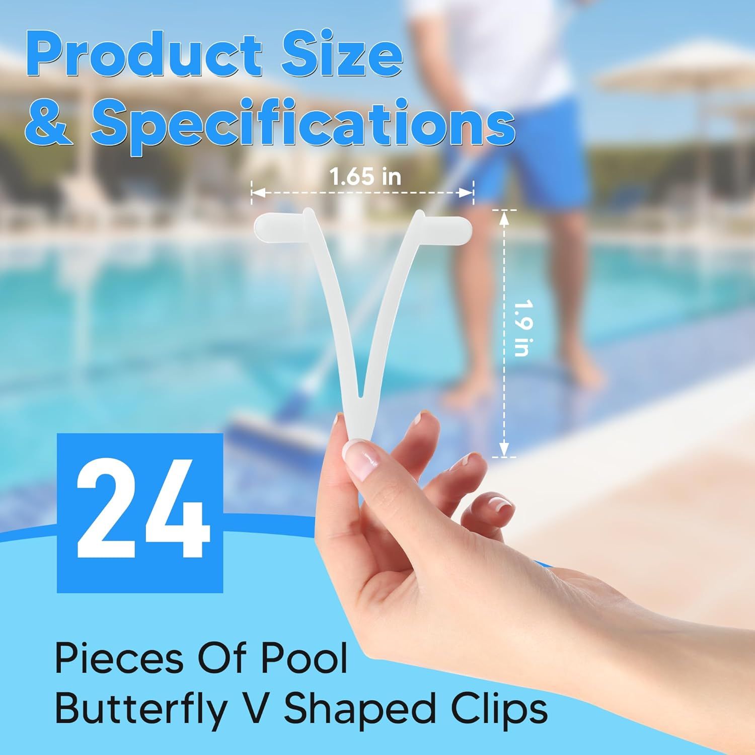 Pool Butterly Clips V-Clips Attachment Clips Replacement or Pool Spa Brush Lea Rake Lea Skimmer (24 Pack) - Image 4
