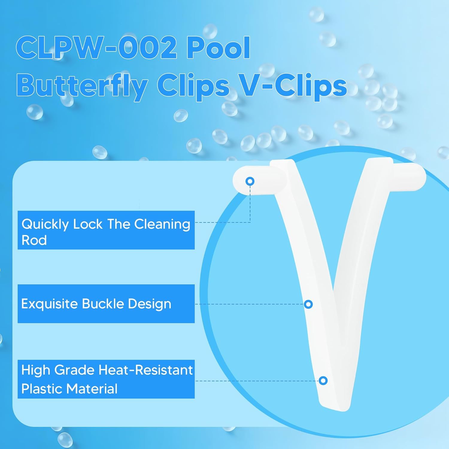 Pool Butterly Clips V-Clips Attachment Clips Replacement or Pool Spa Brush Lea Rake Lea Skimmer (24 Pack) - Image 5