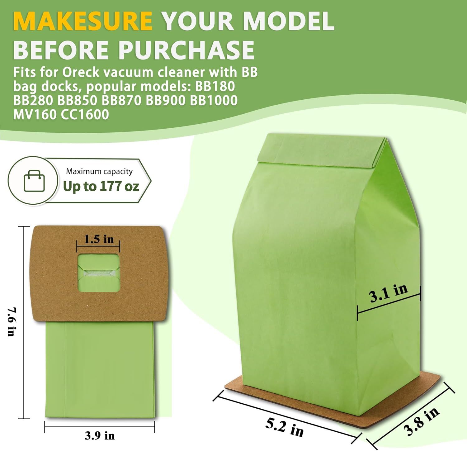 PKBB12DW Type BB Compact Canister Vacuum Bags Replacement or Oreck XL Buster B Canister Handheld Vacuum Cleaner BB180 BB280 BB850 BB870 BB900 BB1000 MV160 CC1600, 12 Pack - Image 2