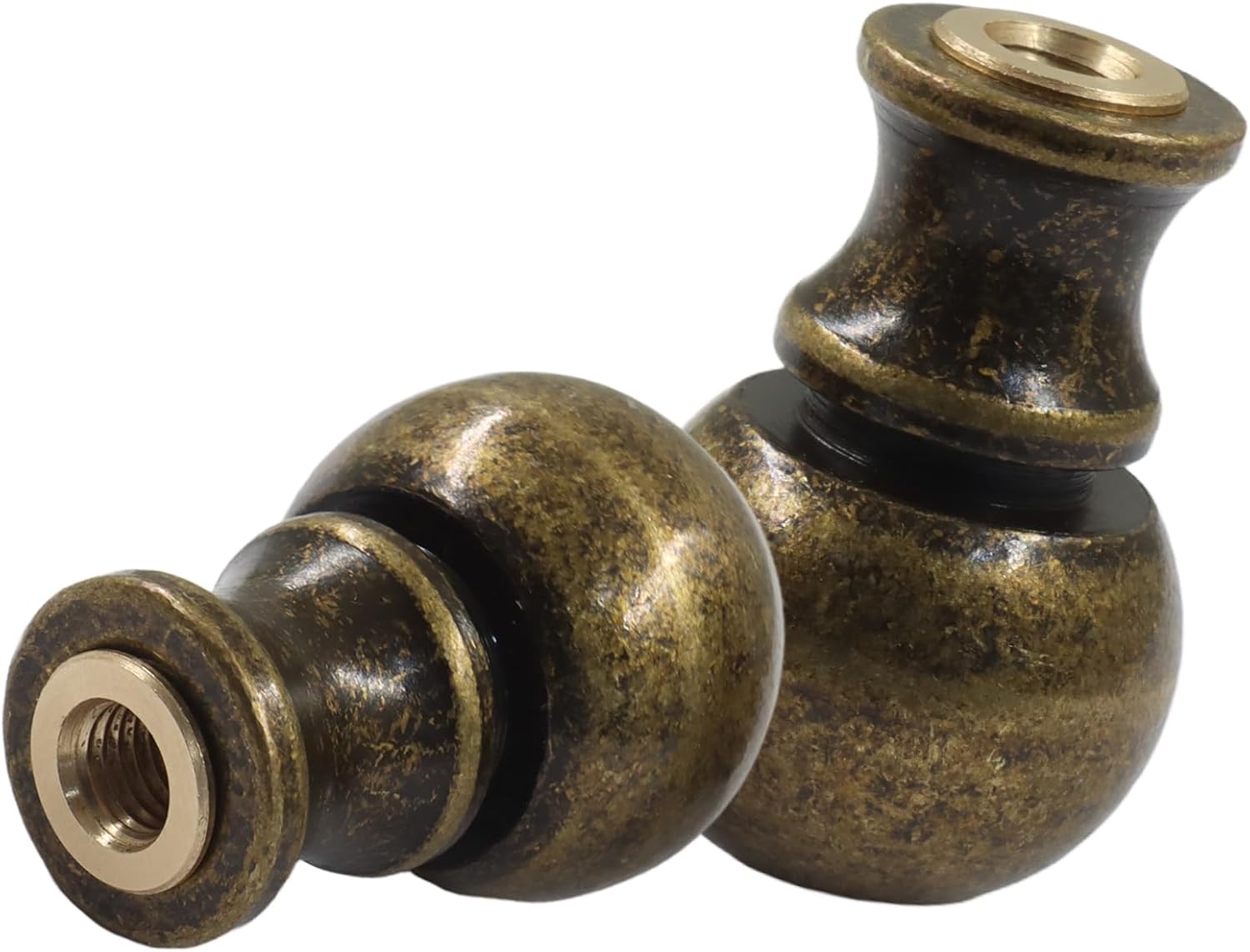 Biaungdo 2 Pcs Solid Brass Lamp Finial Cap Knob with Dual-Thread Screw, Lamp Shade Screw Cap Top Lamps Decoration for Lamps Shade Holder, 3/8 Inch & 1/4-27 Inch - Image 7