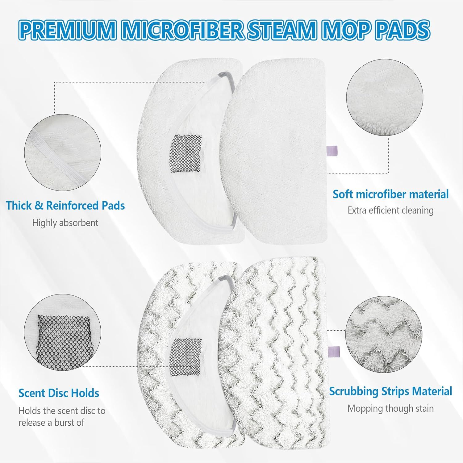 4 Pack Steam Mop Pads Replacement or Bissell Powerresh Steam Mop 1940 1440 1544 1806 2075 Series, Model 5938 19402 19404 19408 19409 1940A 1940 1940Q 1940T 1940W, Microiber Washable, Reusable - Image 3