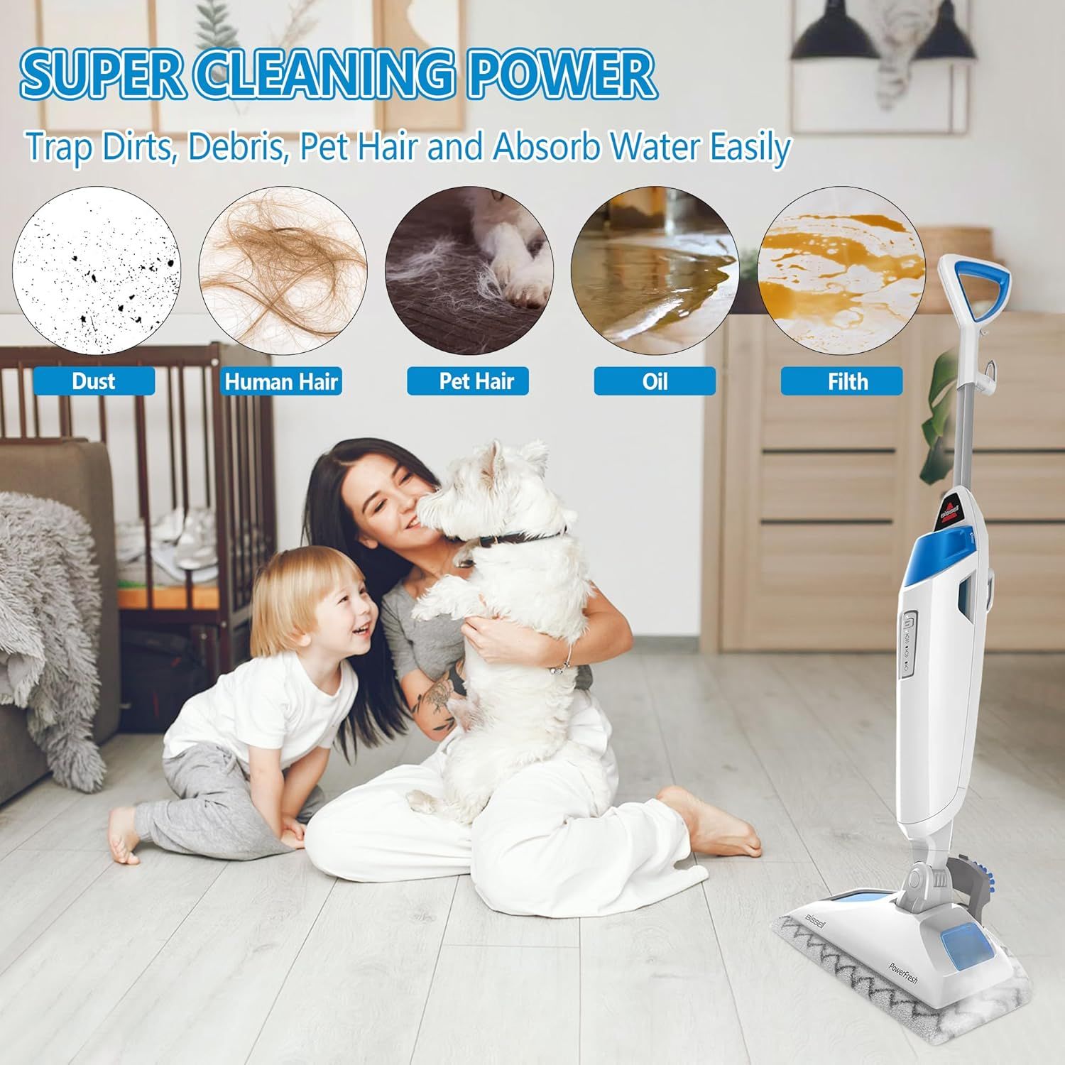 4 Pack Steam Mop Pads Replacement or Bissell Powerresh Steam Mop 1940 1440 1544 1806 2075 Series, Model 5938 19402 19404 19408 19409 1940A 1940 1940Q 1940T 1940W, Microiber Washable, Reusable - Image 4