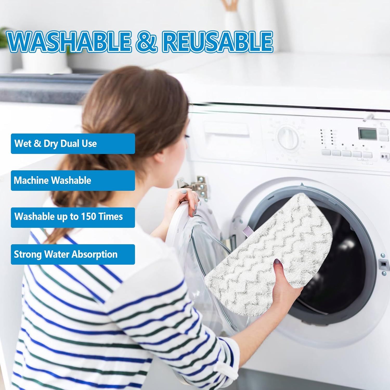 4 Pack Steam Mop Pads Replacement or Bissell Powerresh Steam Mop 1940 1440 1544 1806 2075 Series, Model 5938 19402 19404 19408 19409 1940A 1940 1940Q 1940T 1940W, Microiber Washable, Reusable - Image 6