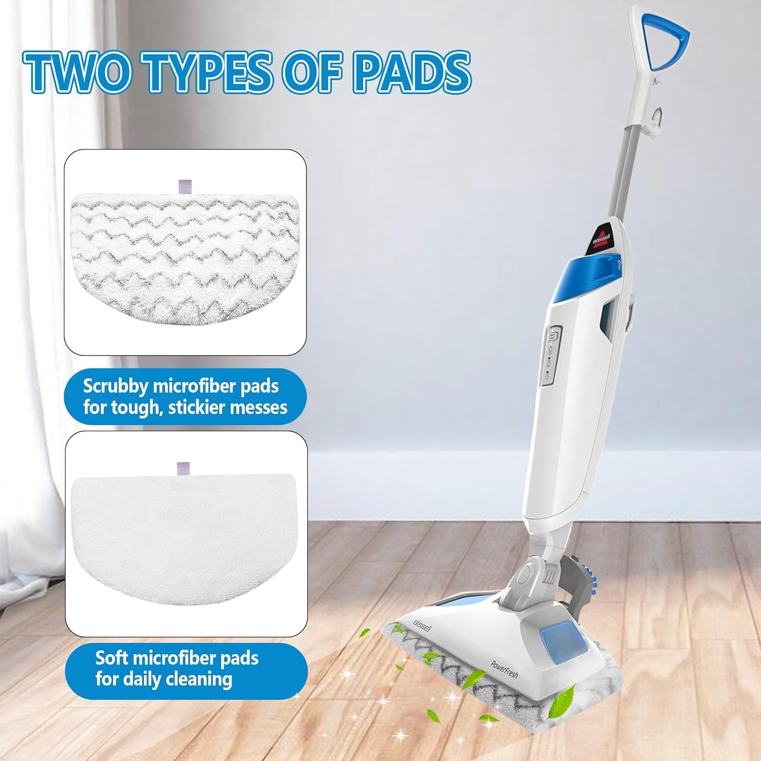 4 Pack Steam Mop Pads Replacement or Bissell Powerresh Steam Mop 1940 1440 1544 1806 2075 Series, Model 5938 19402 19404 19408 19409 1940A 1940 1940Q 1940T 1940W, Microiber Washable, Reusable - Image 7