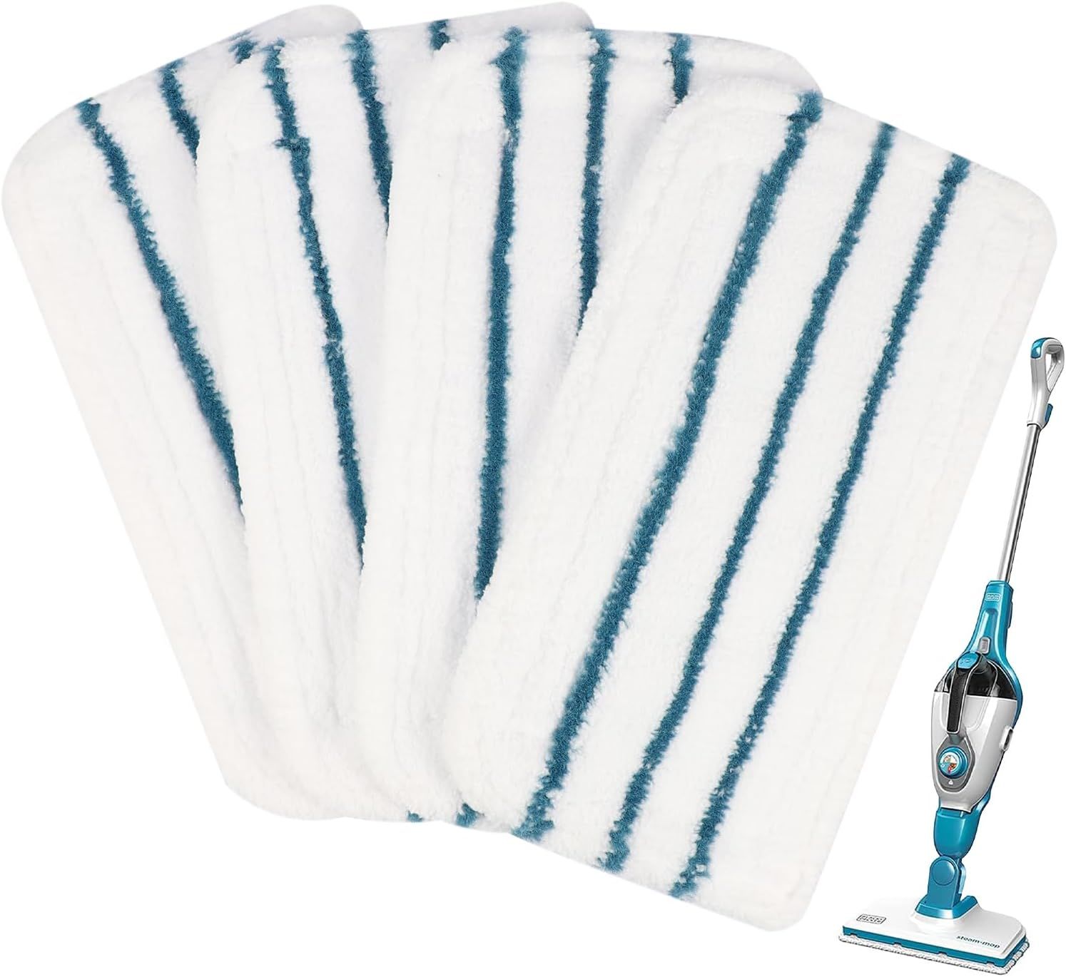 4 PCS Replacement Pads Accessories Compatible with Black+Decker Steam Mop SM1600, SM1610, SM1620, HSM13E1, HSMC1300X, HSMC1321, HSMC1321APB, HSMC1361SGP, BDH1855SM, BDH1760SM, SMP20 Mop Pads - Image 1