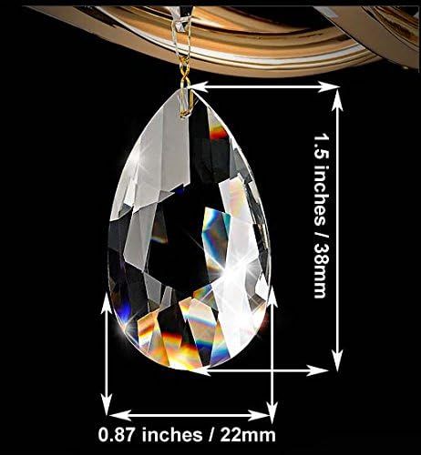 20Pcs Chandelier Crystals, Clear Teardrop Crystal Chandelier Pendants Parts Beads, Hanging Crystals or Chandeliers (38mm, Clear) - Image 2