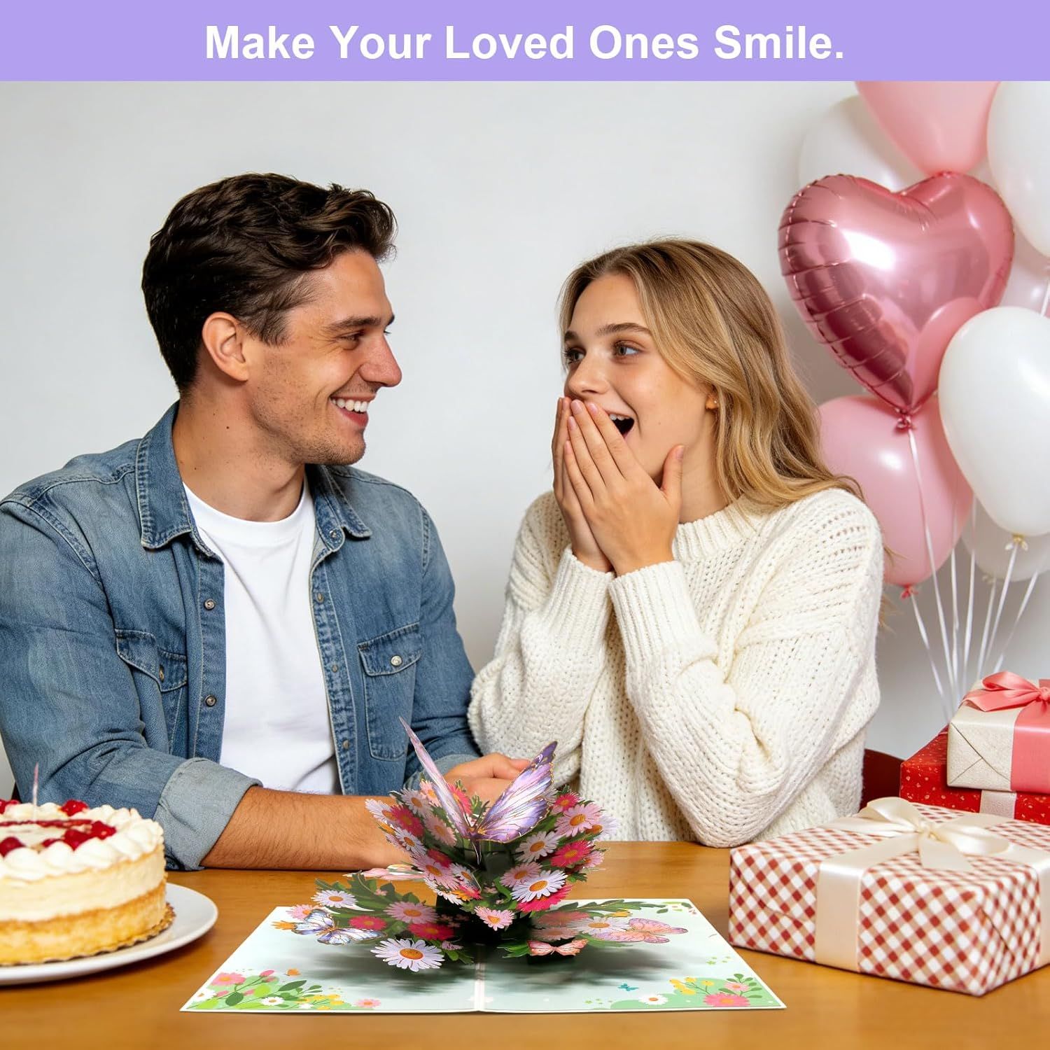 Birthday Card or Wie, Beautiul 3D Butterly Pop-Up Greeting Card with Envelope, Heartelt Birthday Gits or Wie, Husband, Girlriend, Mom, Dad, Sister, riend on Special Day (Purple) - Image 2