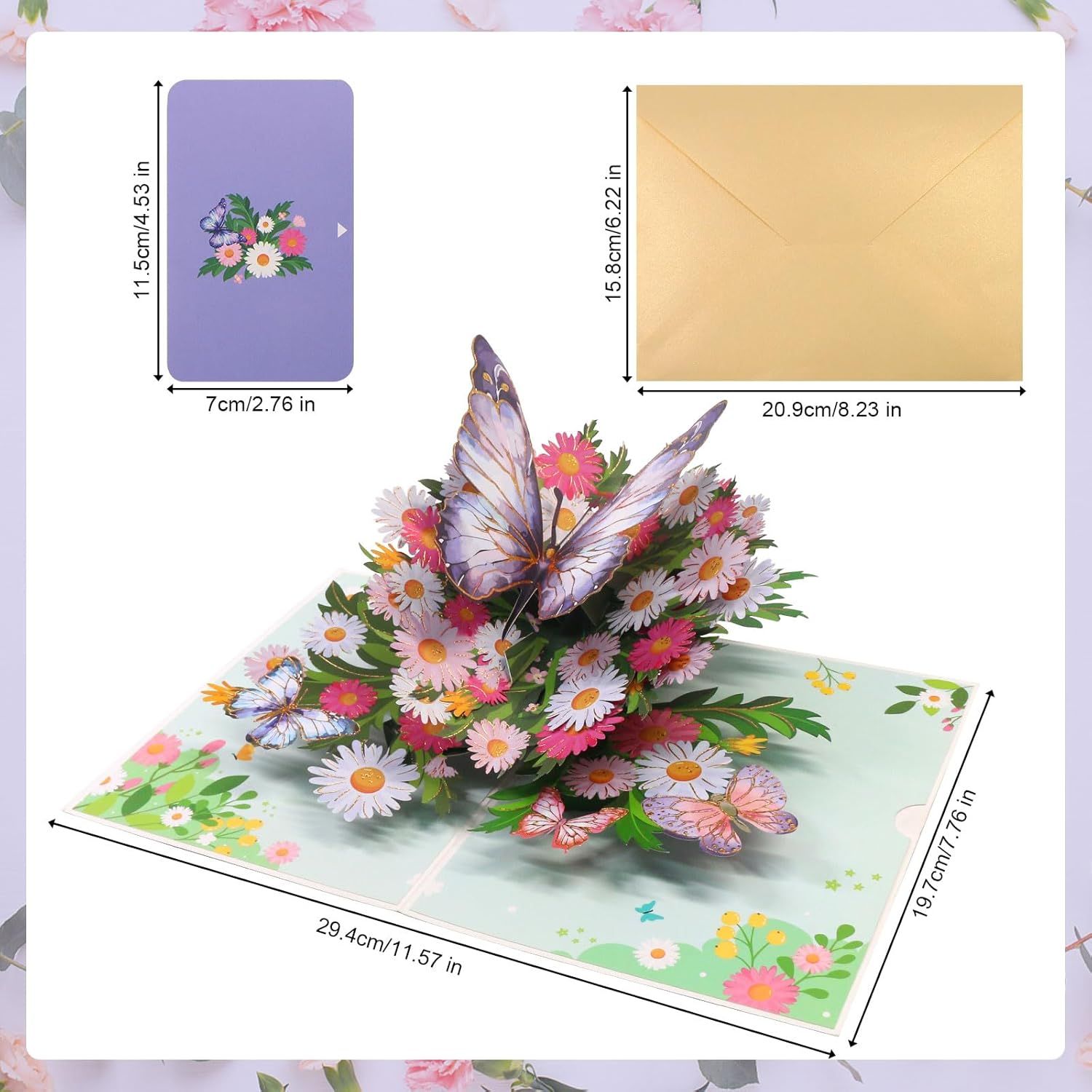 Birthday Card or Wie, Beautiul 3D Butterly Pop-Up Greeting Card with Envelope, Heartelt Birthday Gits or Wie, Husband, Girlriend, Mom, Dad, Sister, riend on Special Day (Purple) - Image 3