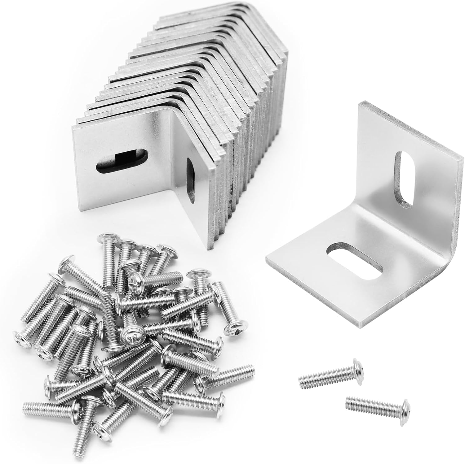 Biaungdo 20 Pcs Heavy Duty Table Top Fasteners, Silver Z Clips Fastener Connector, Adjustable Corner Braces Right Angle L Brackets for Table Tops, Shelves, Desk, Chairs, Repairing Furniture - Image 1