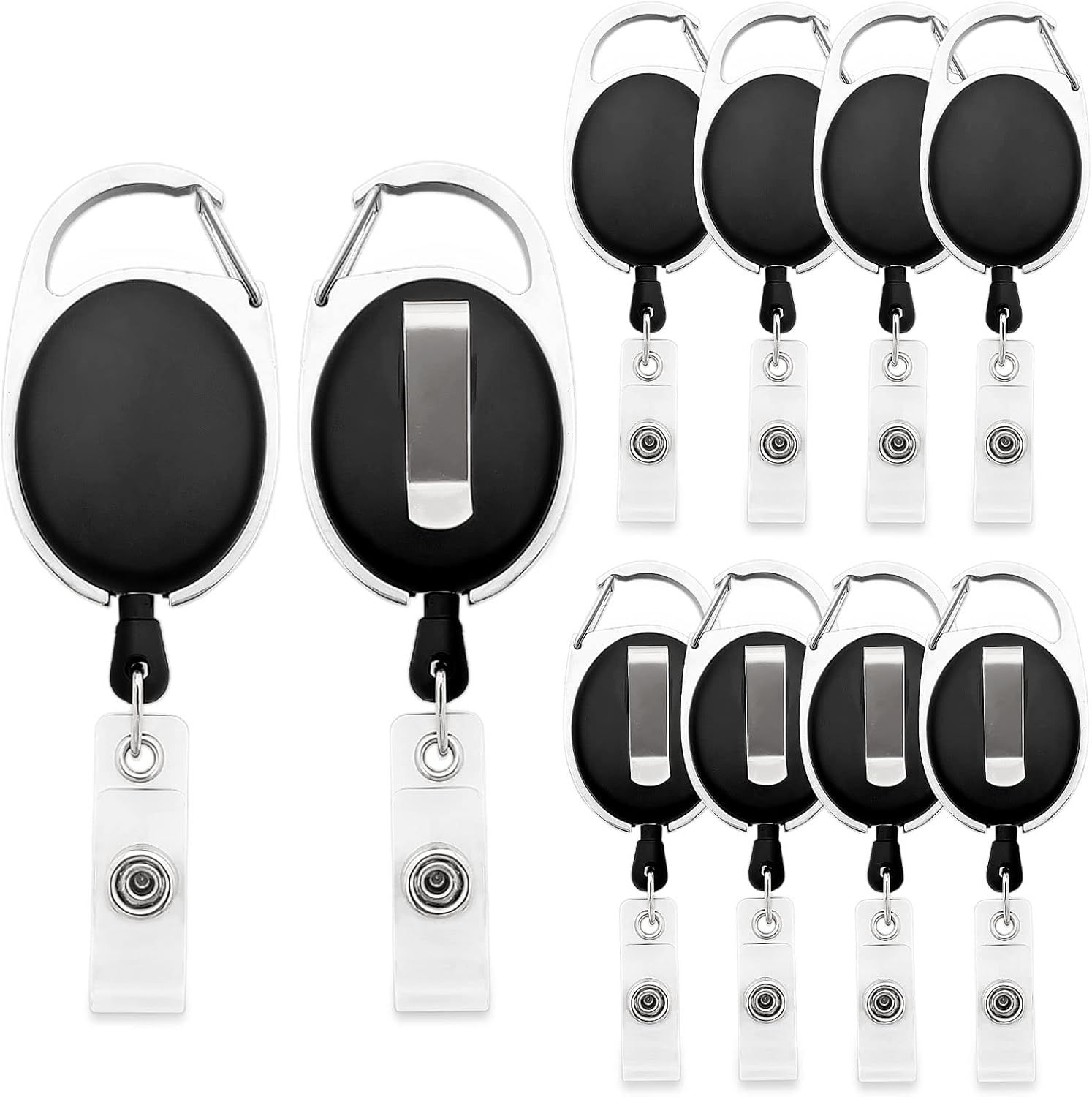 10Pcs Retractable ID Badge Holders ID Badge Reels with Belt Clip Retractable Badge Holders or Oice Worker Doctor Nurse (Black) - Image 1