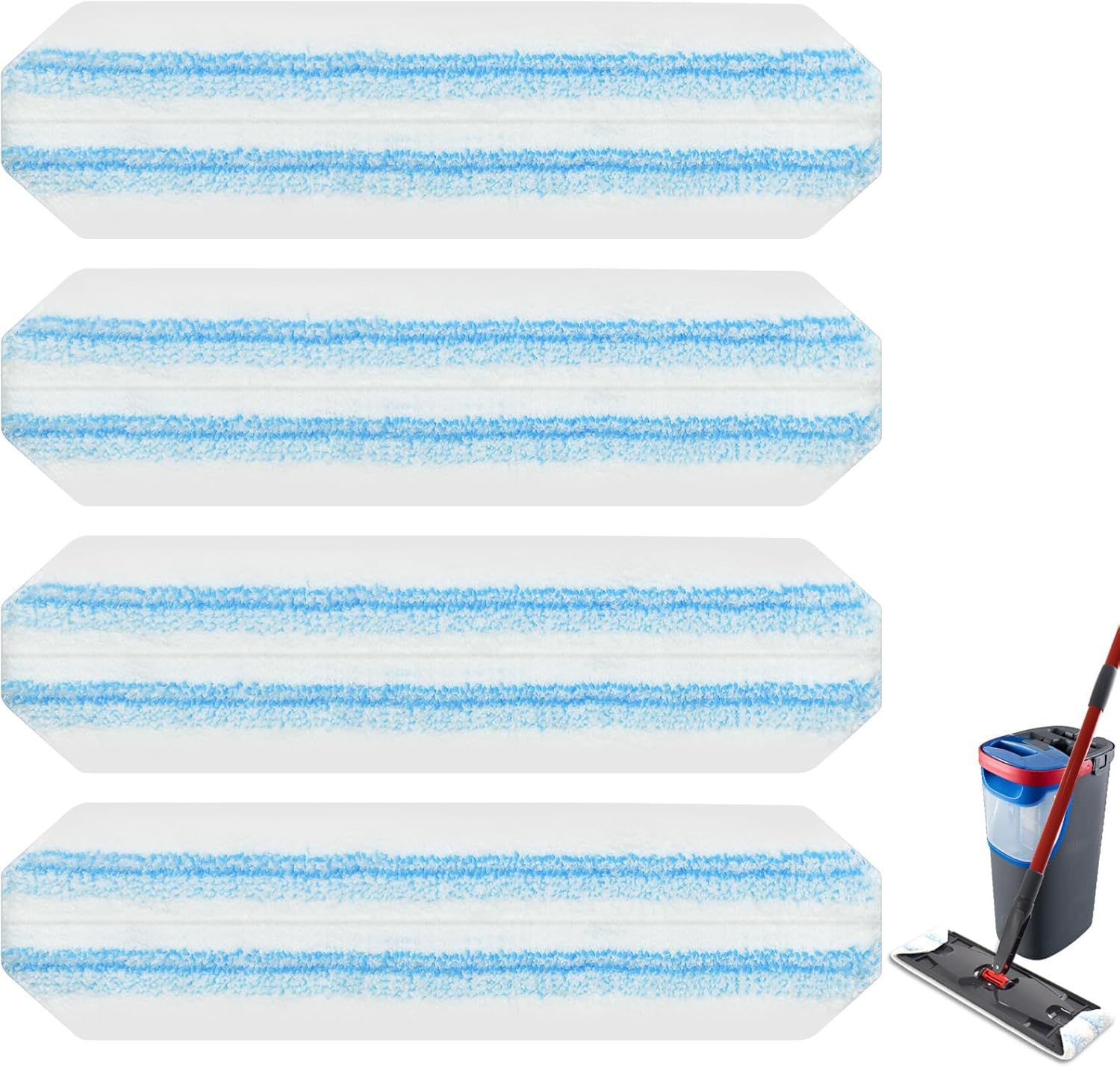 Mop Pads Replacements Compatible with O Cedar H2prO lat Mop System Microiber Mop Replacement Heads or O-Cedar/Vileda H2prO lat loor Mop, Washable & Reusable Pad Reills or Deep Cleaning, 4 Pack - Image 1